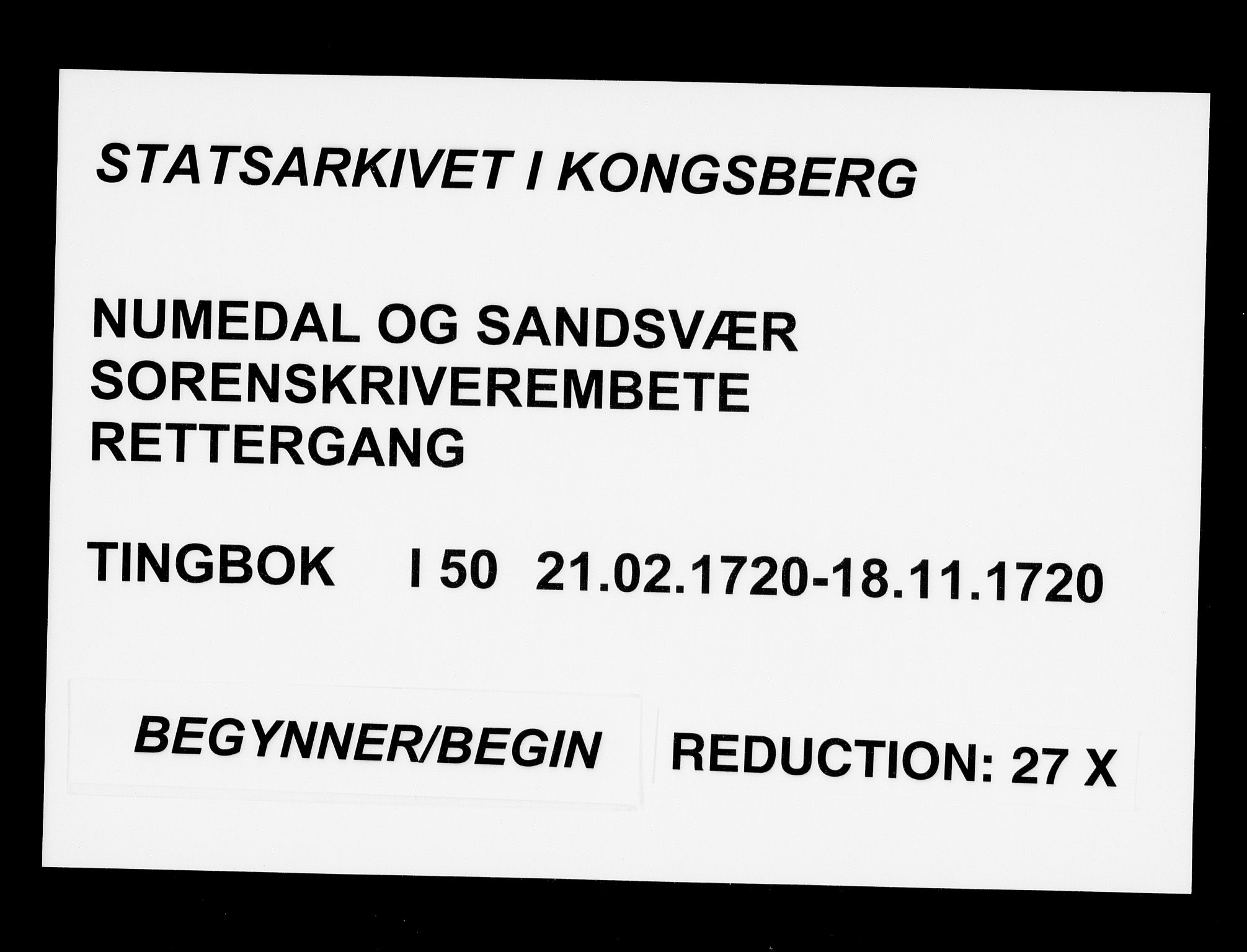 Numedal og Sandsvær sorenskriveri, AV/SAKO-A-128/F/Fa/Faa/L0050: Tingbøker, 1720