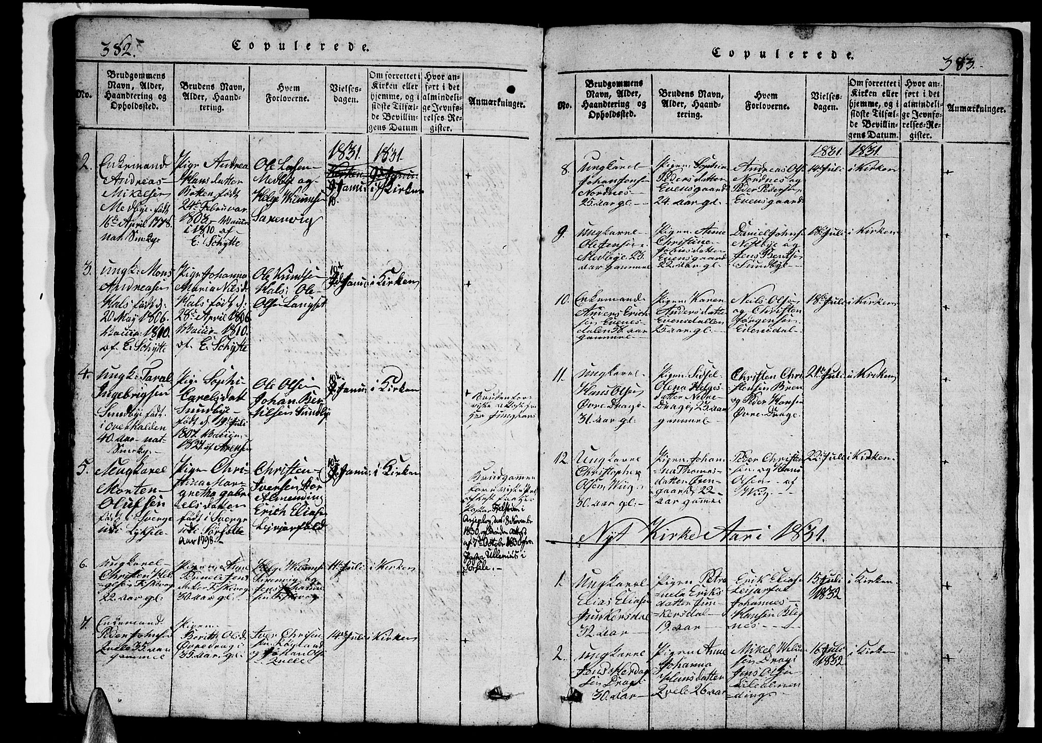 Ministerialprotokoller, klokkerbøker og fødselsregistre - Nordland, AV/SAT-A-1459/847/L0676: Klokkerbok nr. 847C04, 1821-1853, s. 382-383