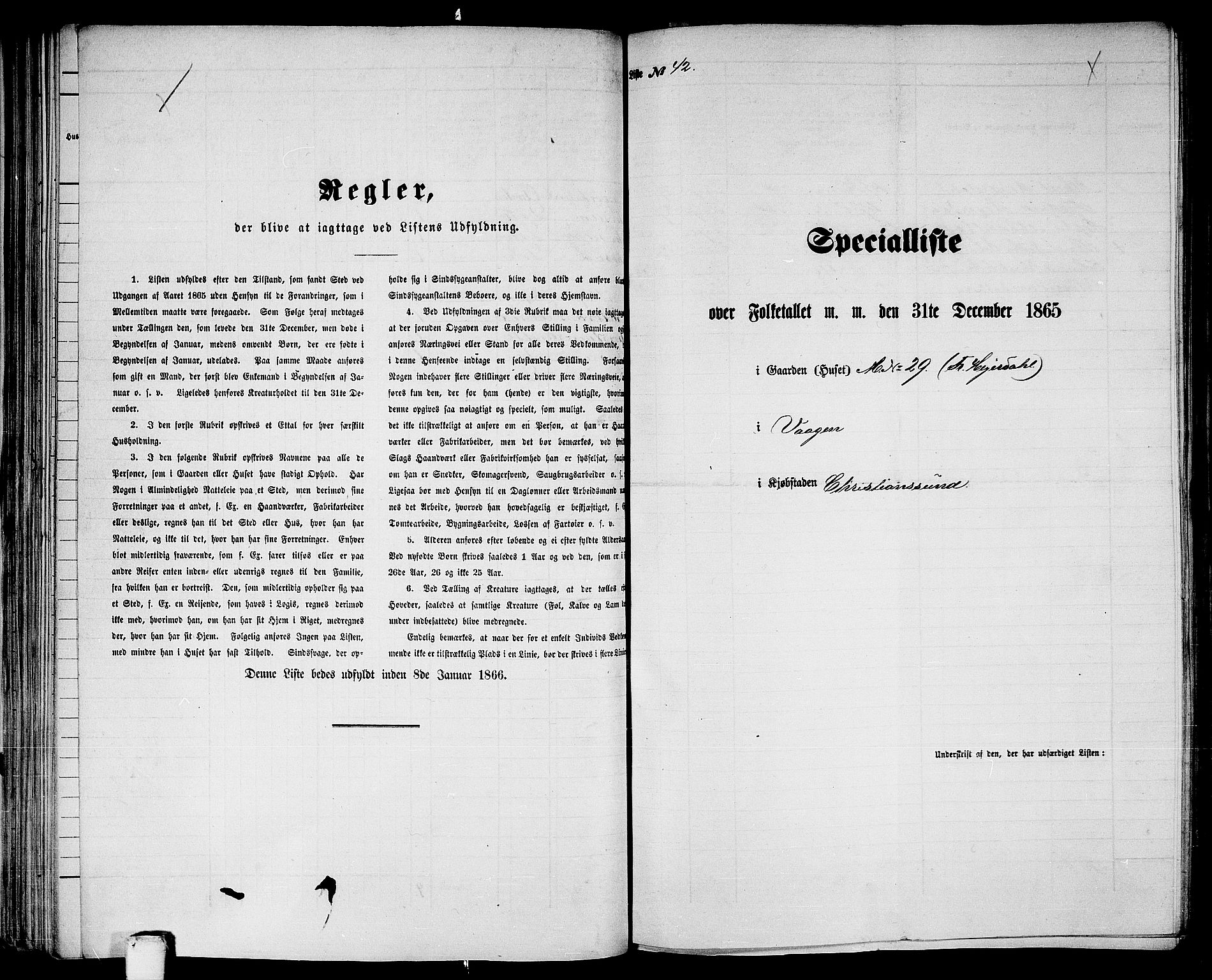 RA, Folketelling 1865 for 1503B Kristiansund prestegjeld, Kristiansund kjøpstad, 1865, s. 92