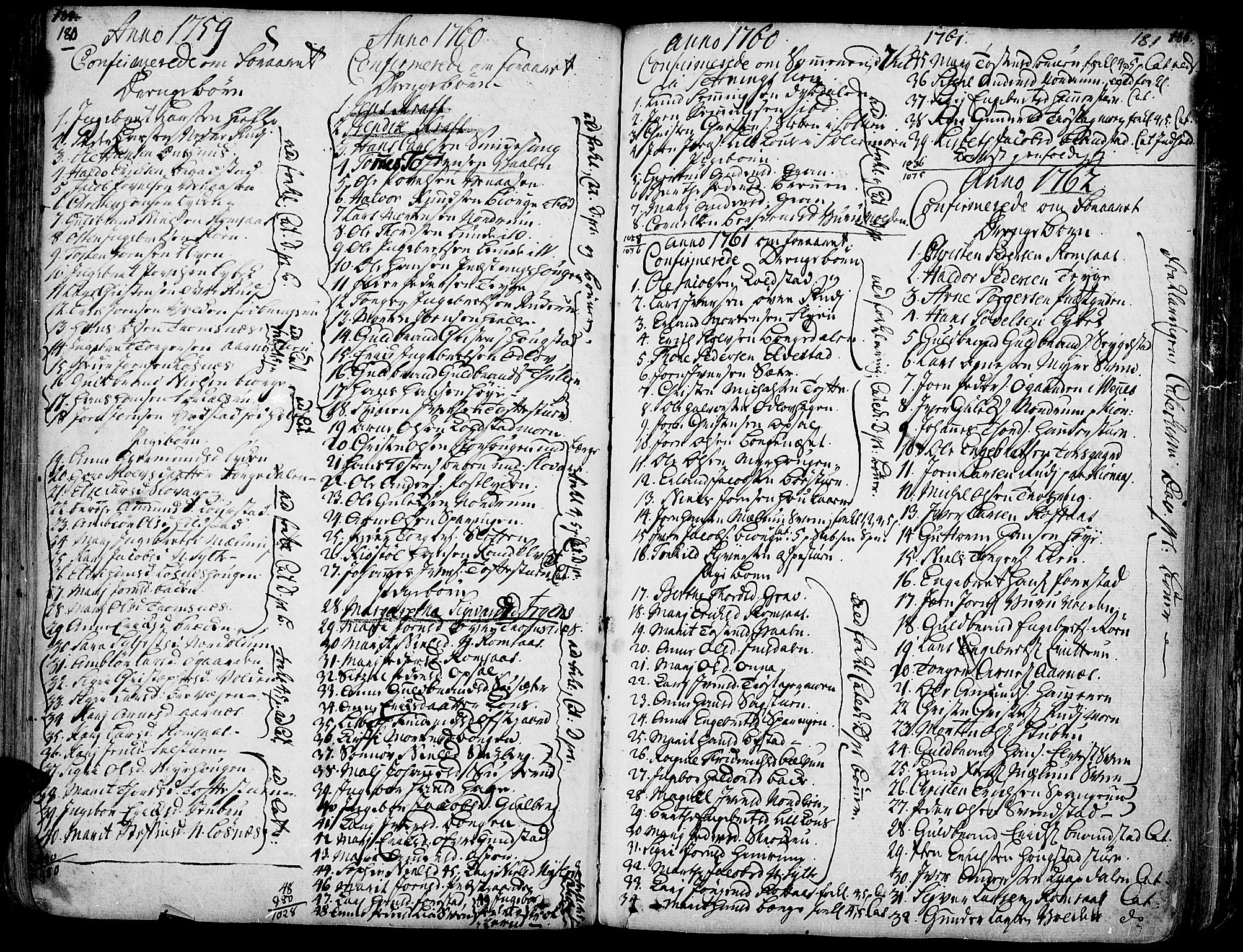 Ringebu prestekontor, AV/SAH-PREST-082/H/Ha/Haa/L0002: Ministerialbok nr. 2, 1734-1780, s. 180-181