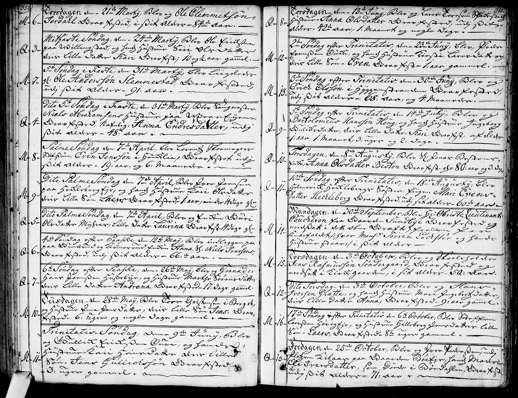 Røyken kirkebøker, AV/SAKO-A-241/G/Ga/L0001: Klokkerbok nr. 1, 1740-1768, s. 350-351