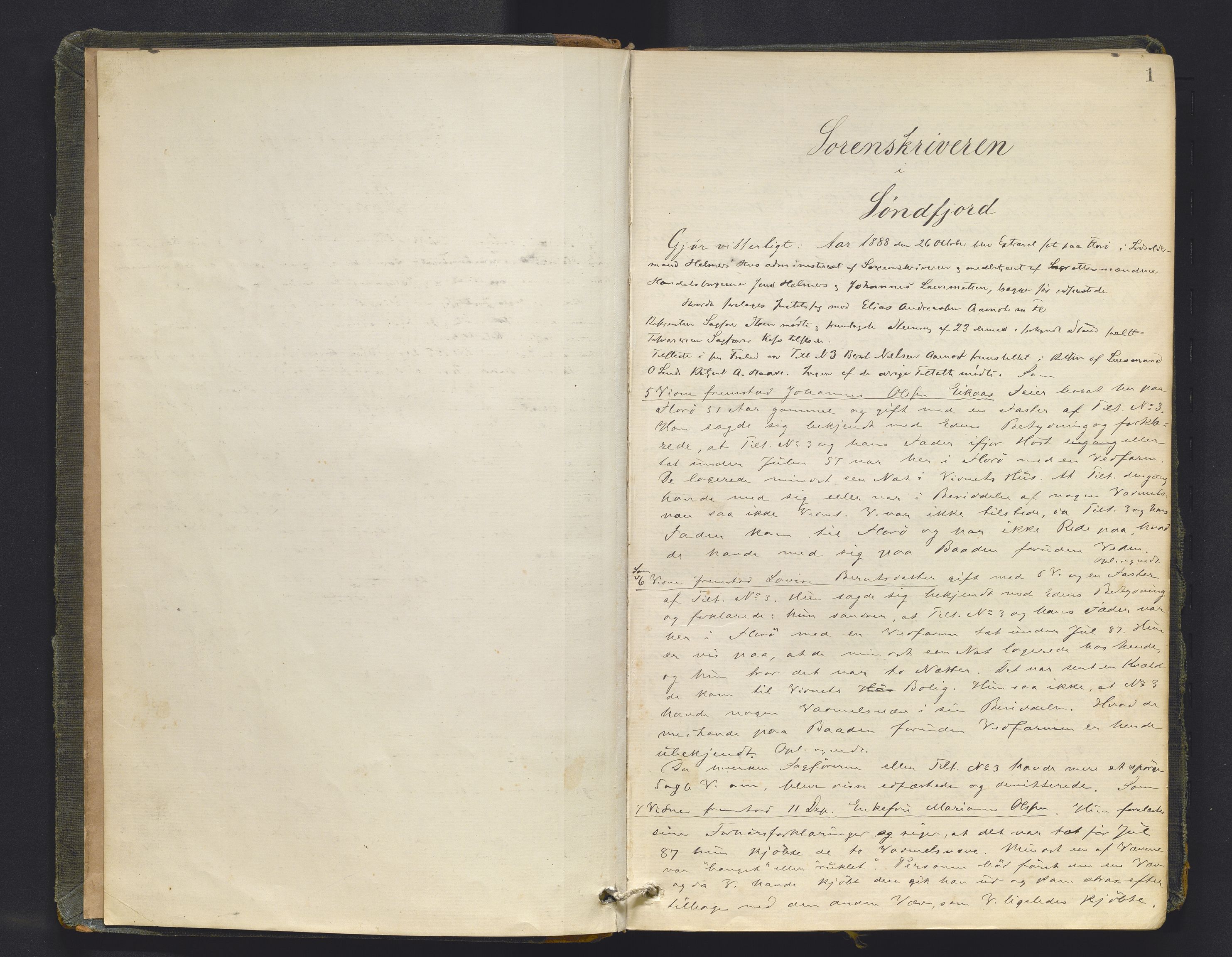 Sunnfjord tingrett, AV/SAB-A-3201/1/F/Fb/Fba/L0053: Ekstrarettsprotokoll, 1888-1897, s. 1a