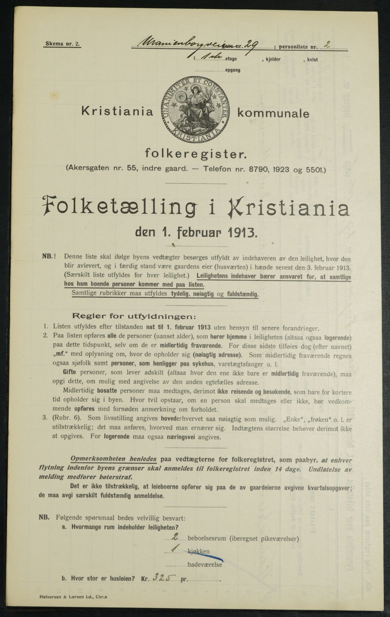 OBA, Kommunal folketelling 1.2.1913 for Kristiania, 1913, s. 120467
