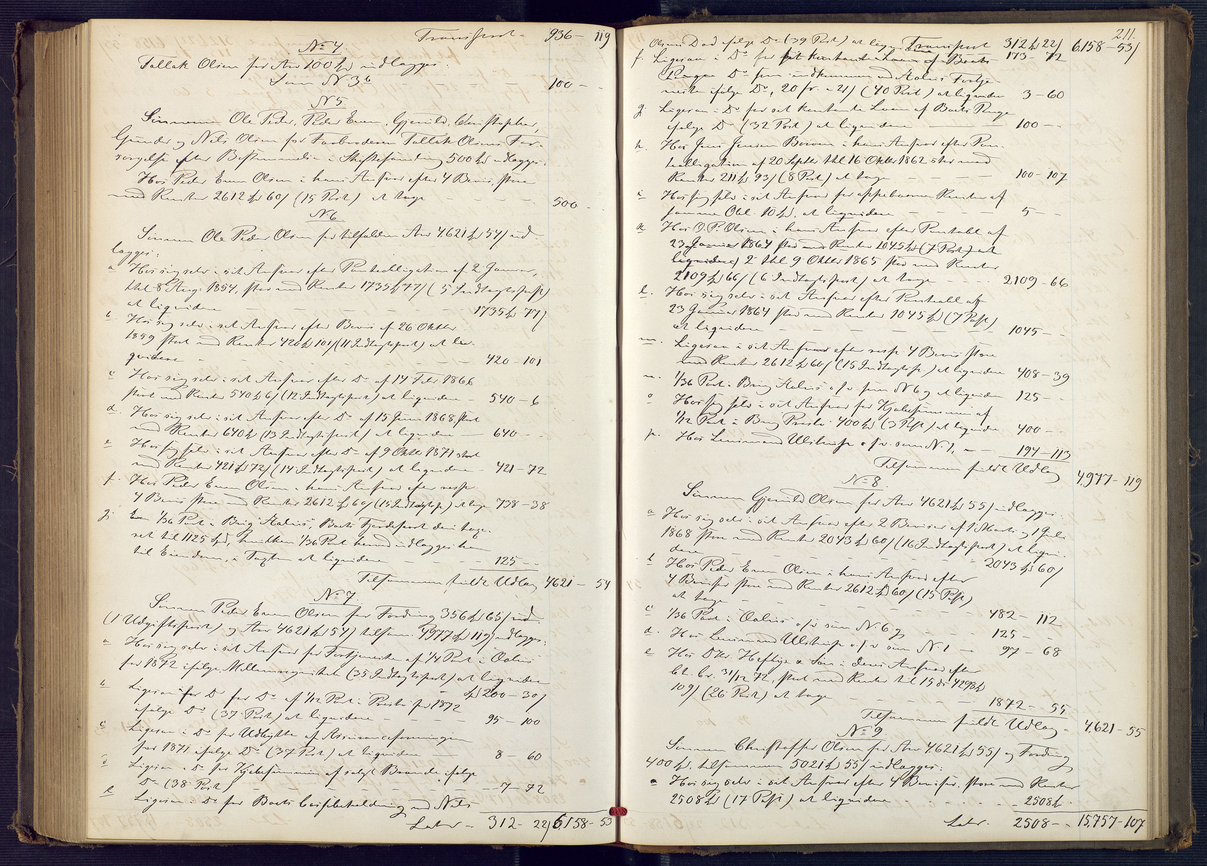 Holt sorenskriveri, AV/SAK-1221-0002/H/Hc/L0031: Skifteutlodningsprotokoll nr. 6, 1869-1874, s. 210b-211a
