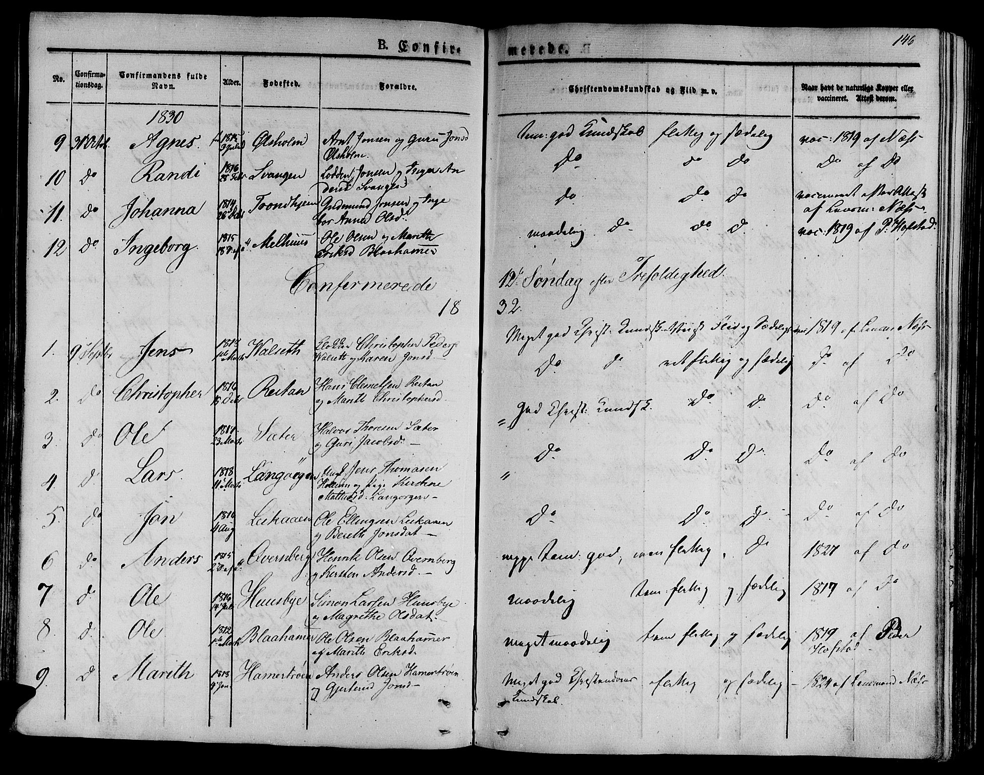 Ministerialprotokoller, klokkerbøker og fødselsregistre - Sør-Trøndelag, AV/SAT-A-1456/612/L0375: Ministerialbok nr. 612A07 /2, 1829-1845, s. 146
