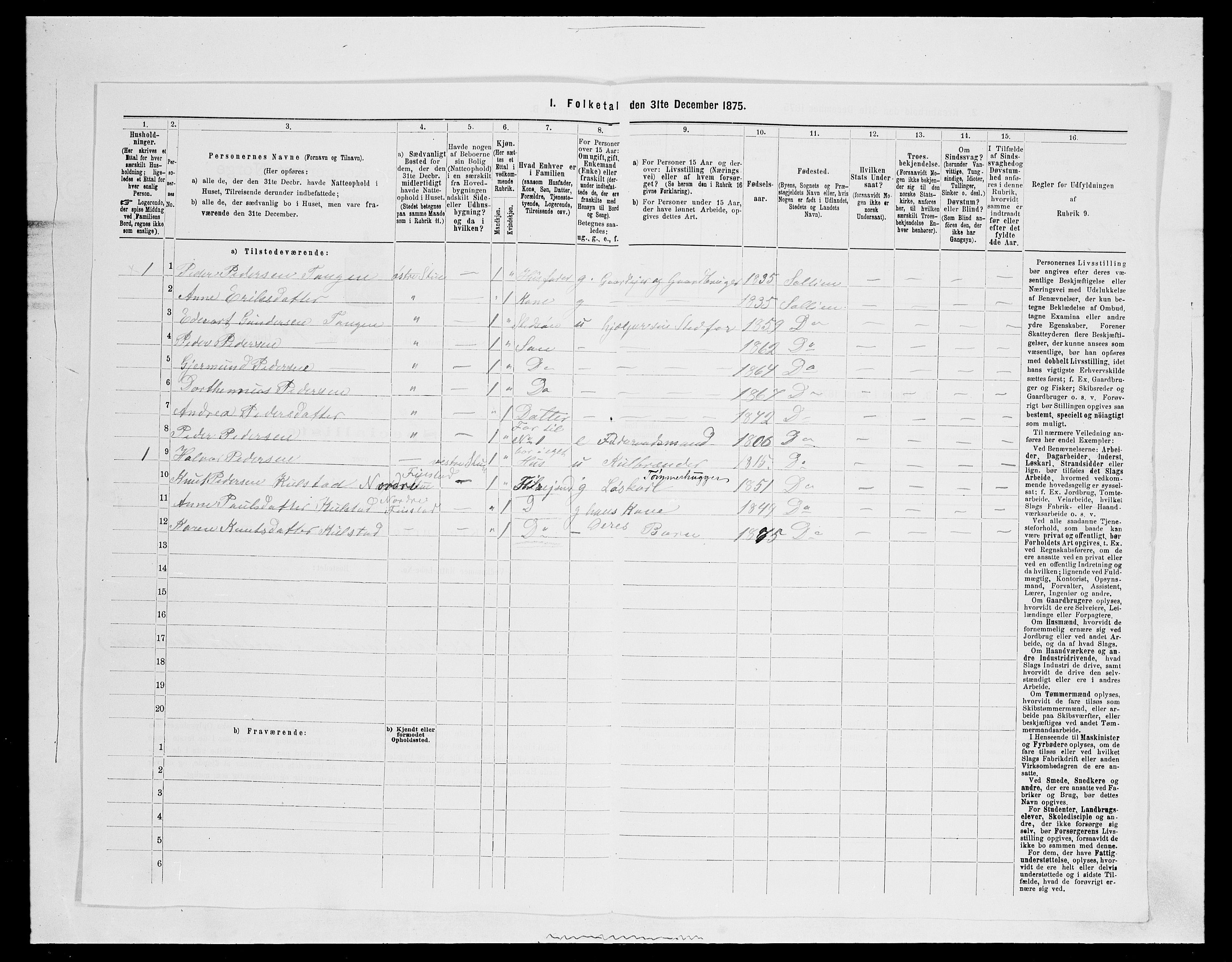 SAH, Folketelling 1875 for 0431P Sollia prestegjeld, 1875, s. 126