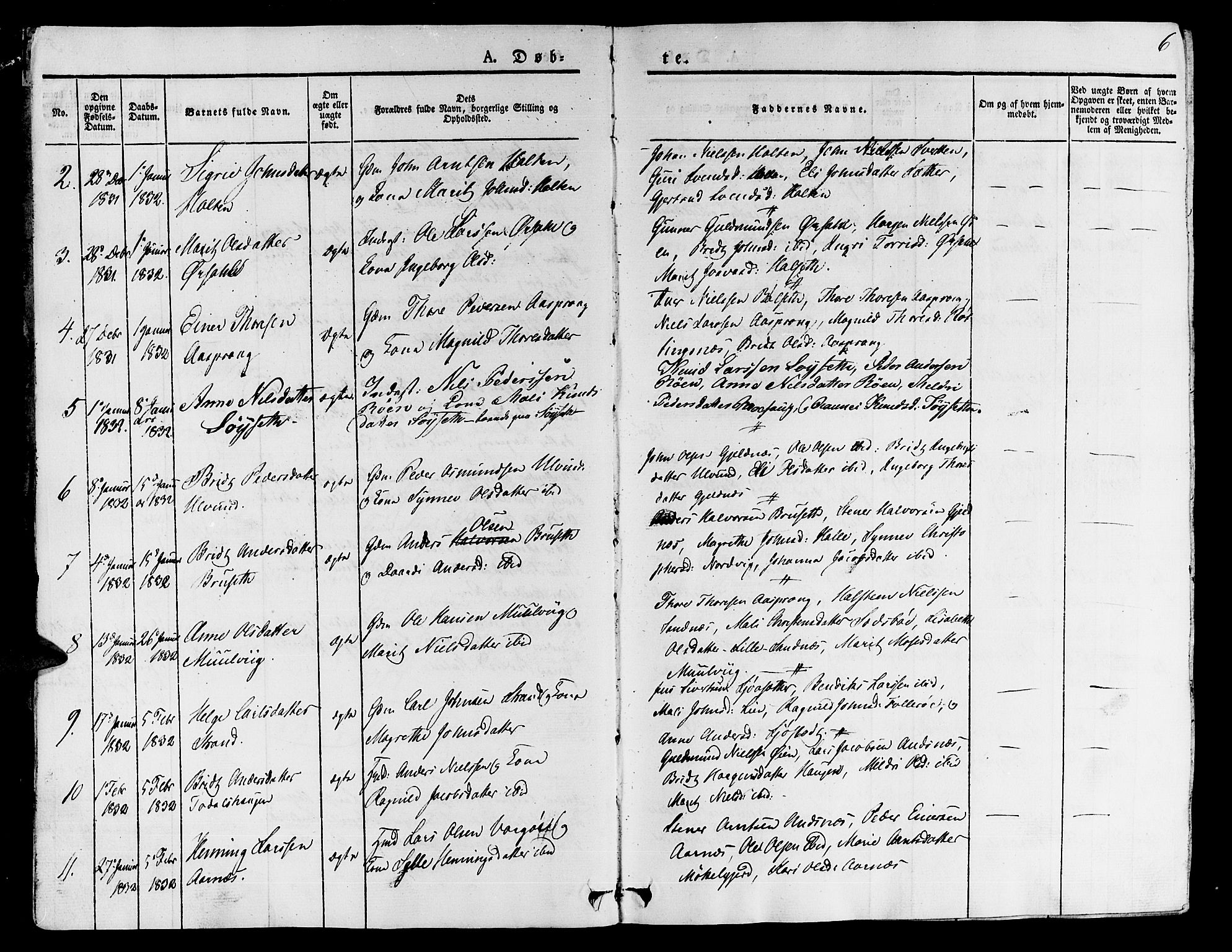 Ministerialprotokoller, klokkerbøker og fødselsregistre - Møre og Romsdal, SAT/A-1454/592/L1024: Ministerialbok nr. 592A03 /1, 1831-1849, s. 6