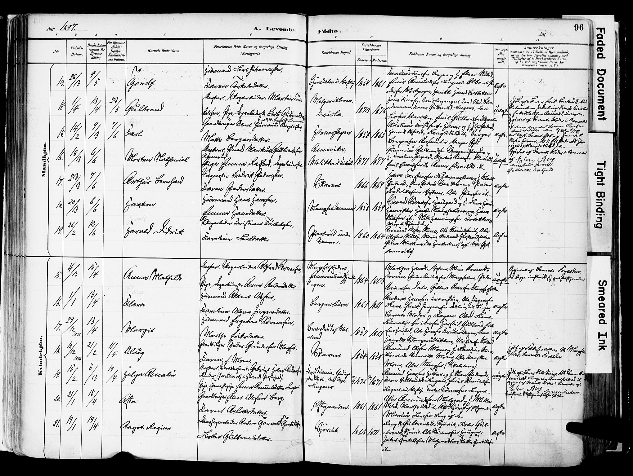 Sør-Odal prestekontor, AV/SAH-PREST-030/H/Ha/Haa/L0006: Ministerialbok nr. 6, 1886-1931, s. 96