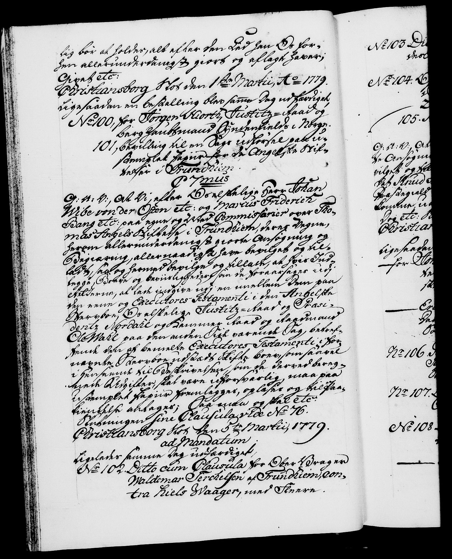 Danske Kanselli 1572-1799, AV/RA-EA-3023/F/Fc/Fca/Fcaa/L0048: Norske registre, 1779-1781, s. 36b