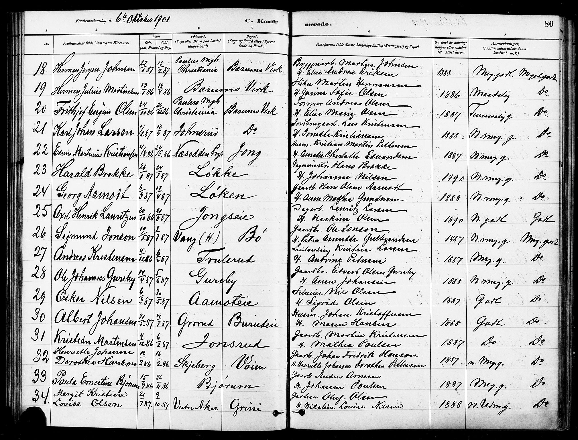 Asker prestekontor Kirkebøker, AV/SAO-A-10256a/F/Fb/L0002: Ministerialbok nr. II 2, 1879-1921, s. 86