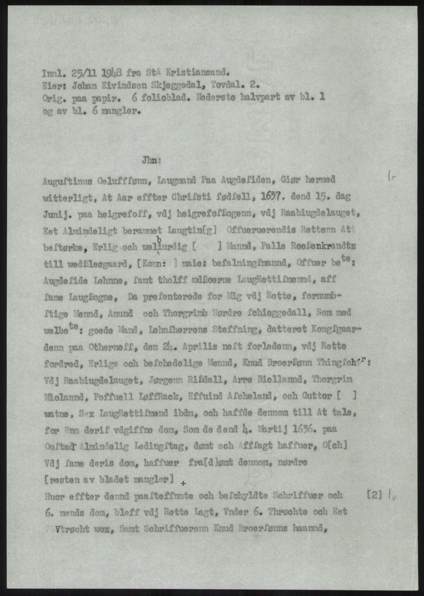 Samlinger til kildeutgivelse, Diplomavskriftsamlingen, AV/RA-EA-4053/H/Ha, s. 2069