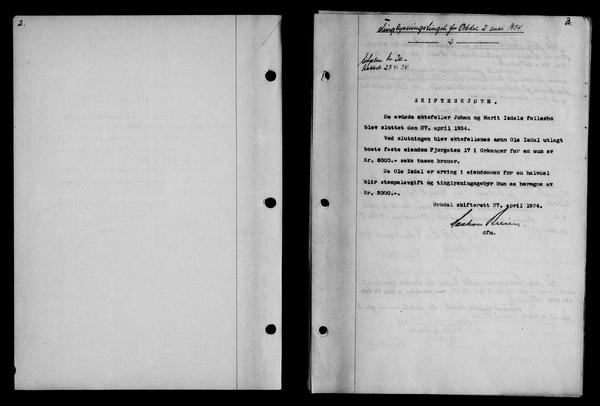 Orkdal sorenskriveri, SAT/A-4169/1/2/2C/L0047: Pantebok nr. 34, 1934-1934, Tingl.dato: 02.05.1934