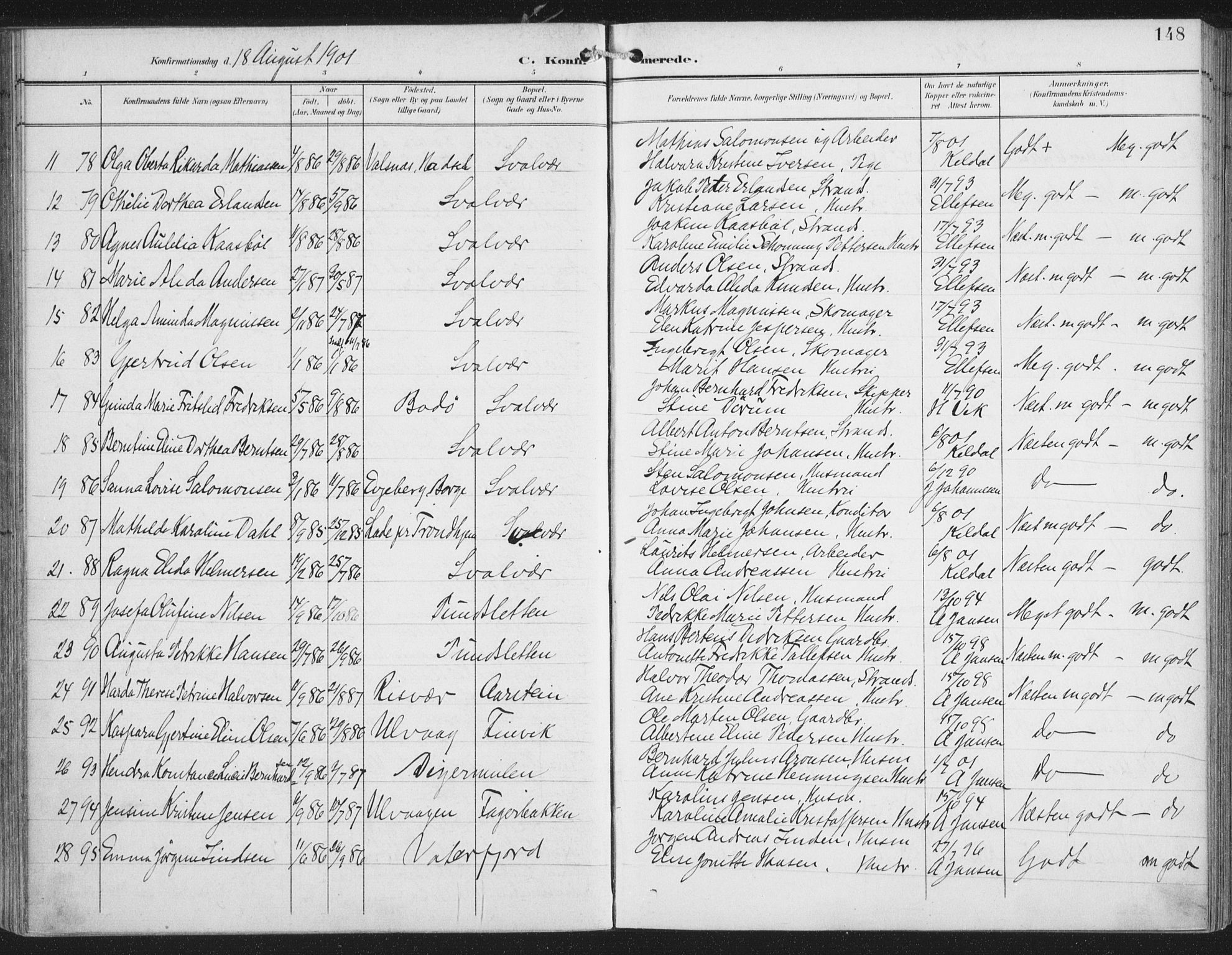 Ministerialprotokoller, klokkerbøker og fødselsregistre - Nordland, AV/SAT-A-1459/874/L1062: Ministerialbok nr. 874A06, 1899-1907, s. 148