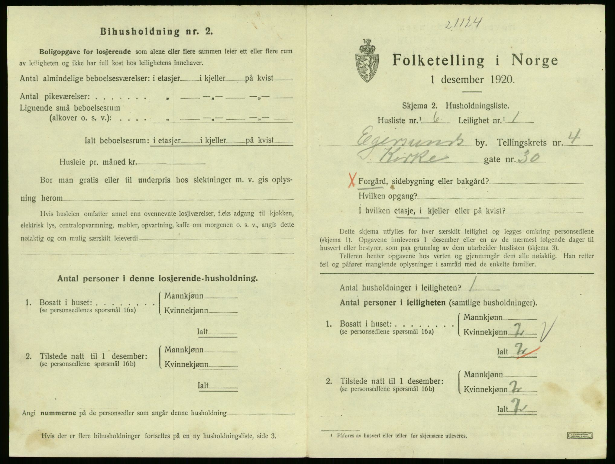 SAST, Folketelling 1920 for 1101 Egersund ladested, 1920, s. 2764