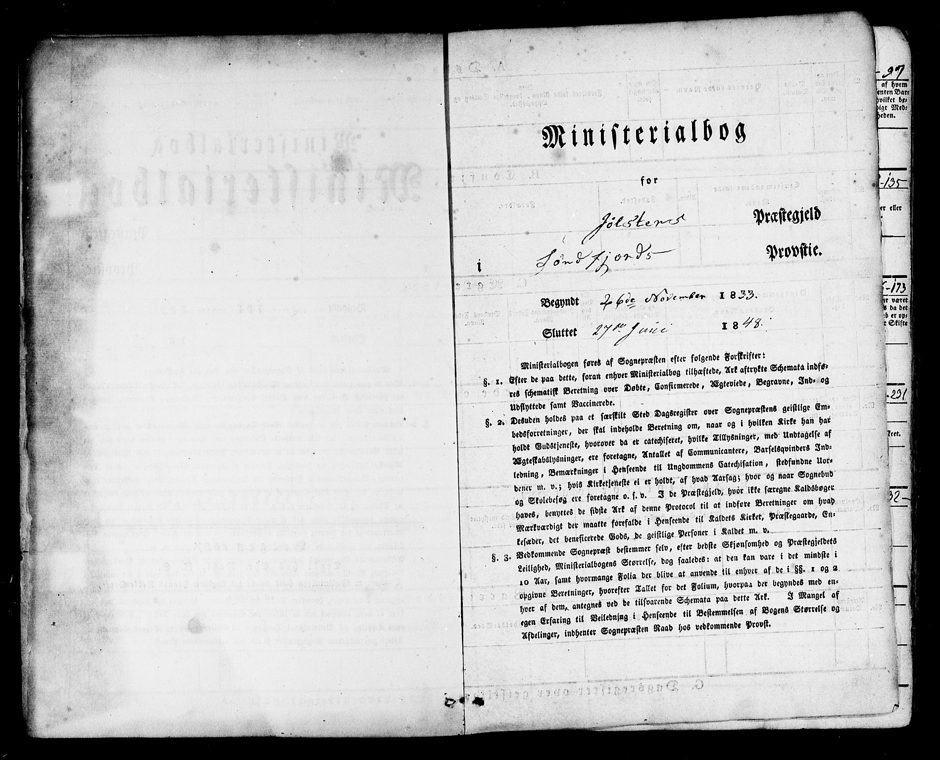 Jølster sokneprestembete, SAB/A-80701/H/Haa/Haaa/L0009: Ministerialbok nr. A 9, 1833-1848
