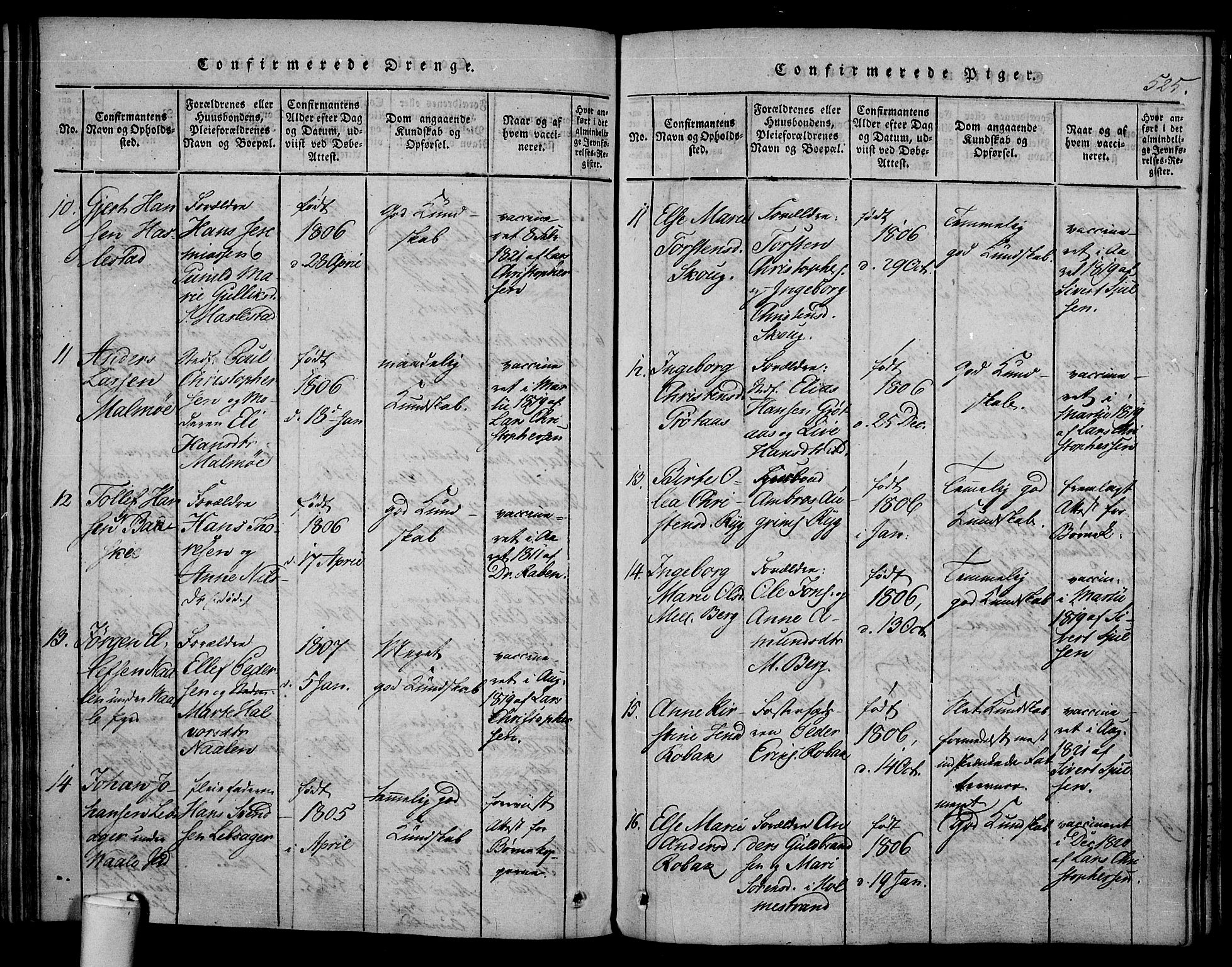 Våle kirkebøker, SAKO/A-334/F/Fa/L0007: Ministerialbok nr. I 7, 1814-1824, s. 524-525