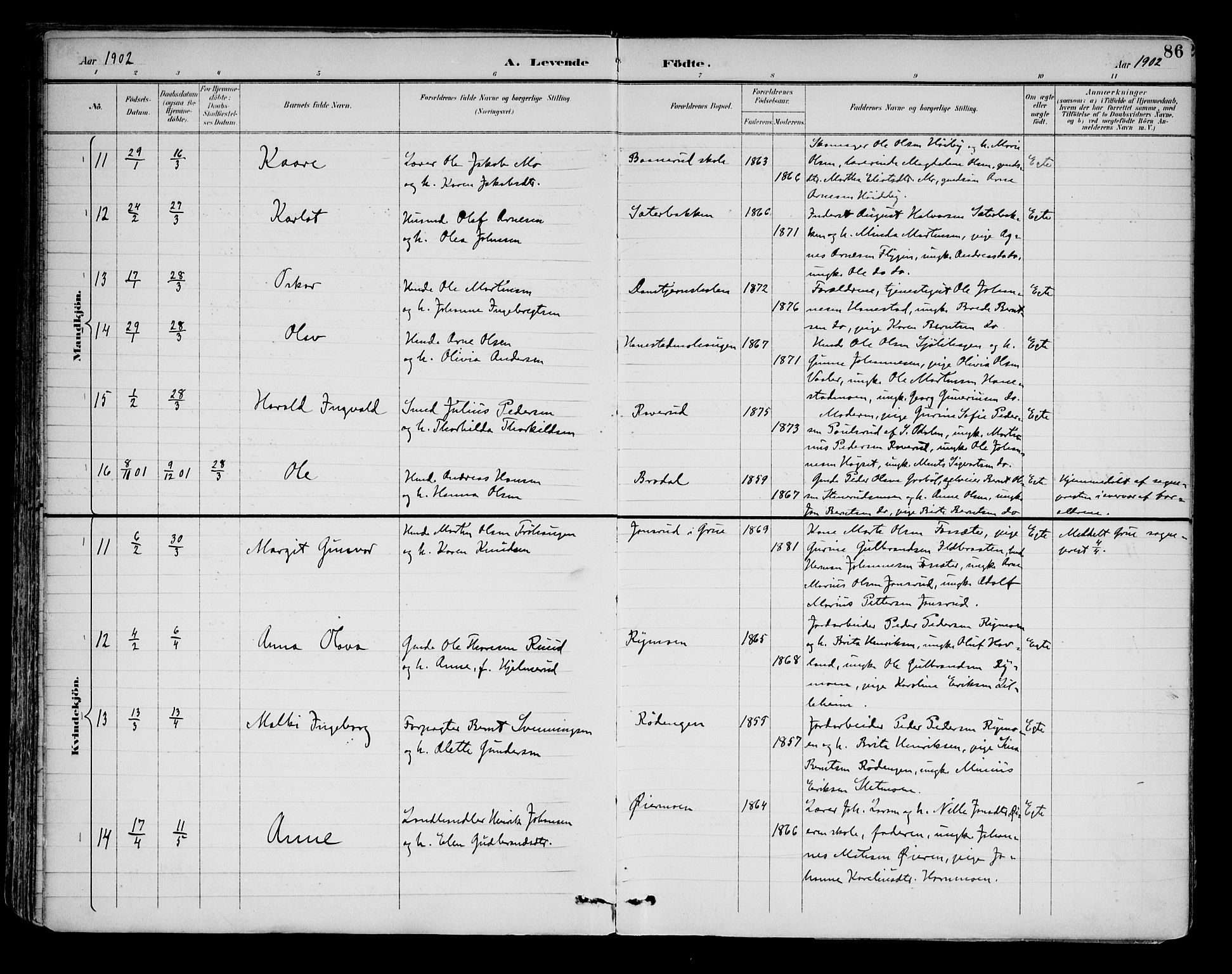 Brandval prestekontor, AV/SAH-PREST-034/H/Ha/Haa/L0003: Ministerialbok nr. 3, 1894-1909, s. 86
