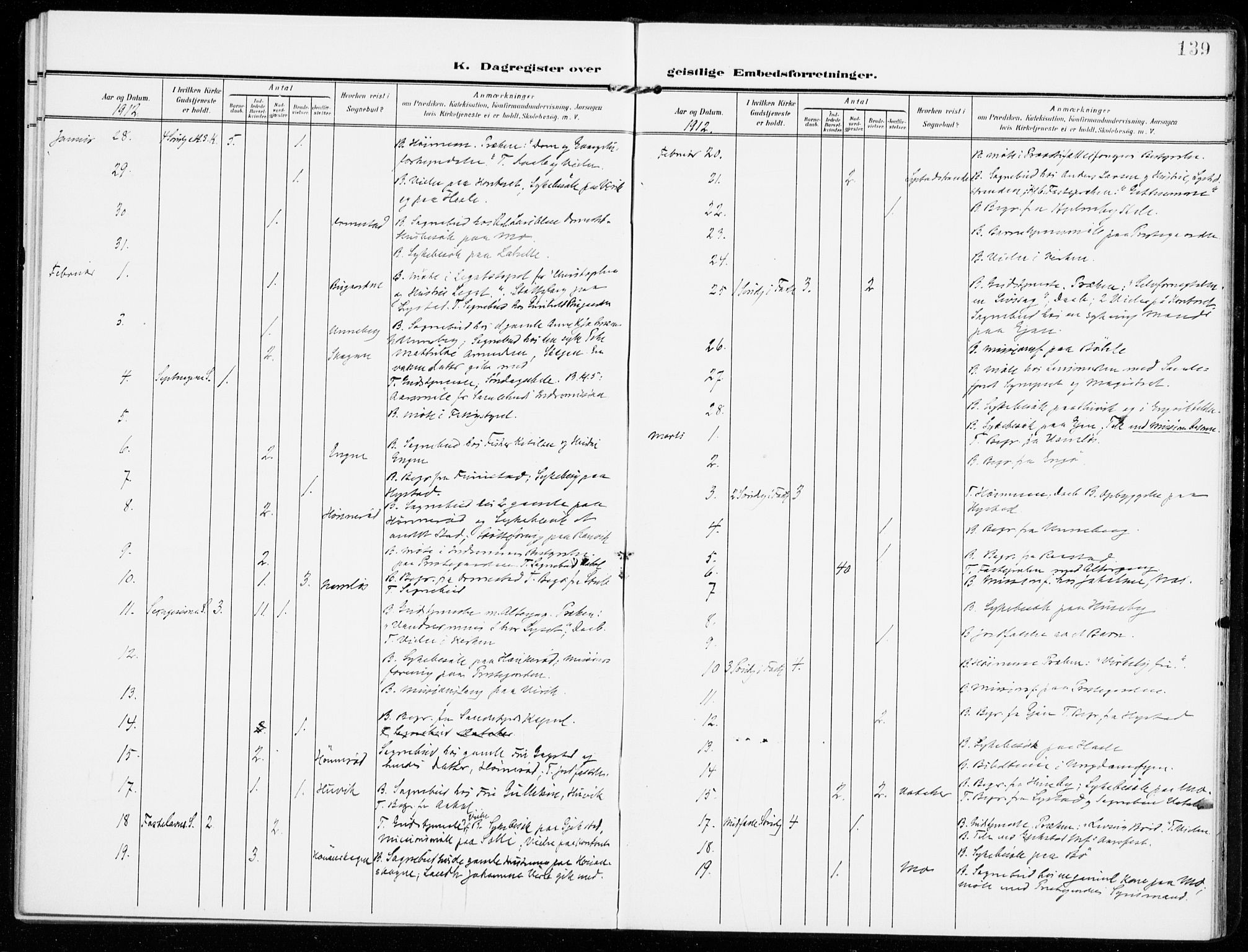 Sandar kirkebøker, AV/SAKO-A-243/F/Fa/L0019: Ministerialbok nr. 19, 1908-1914, s. 139