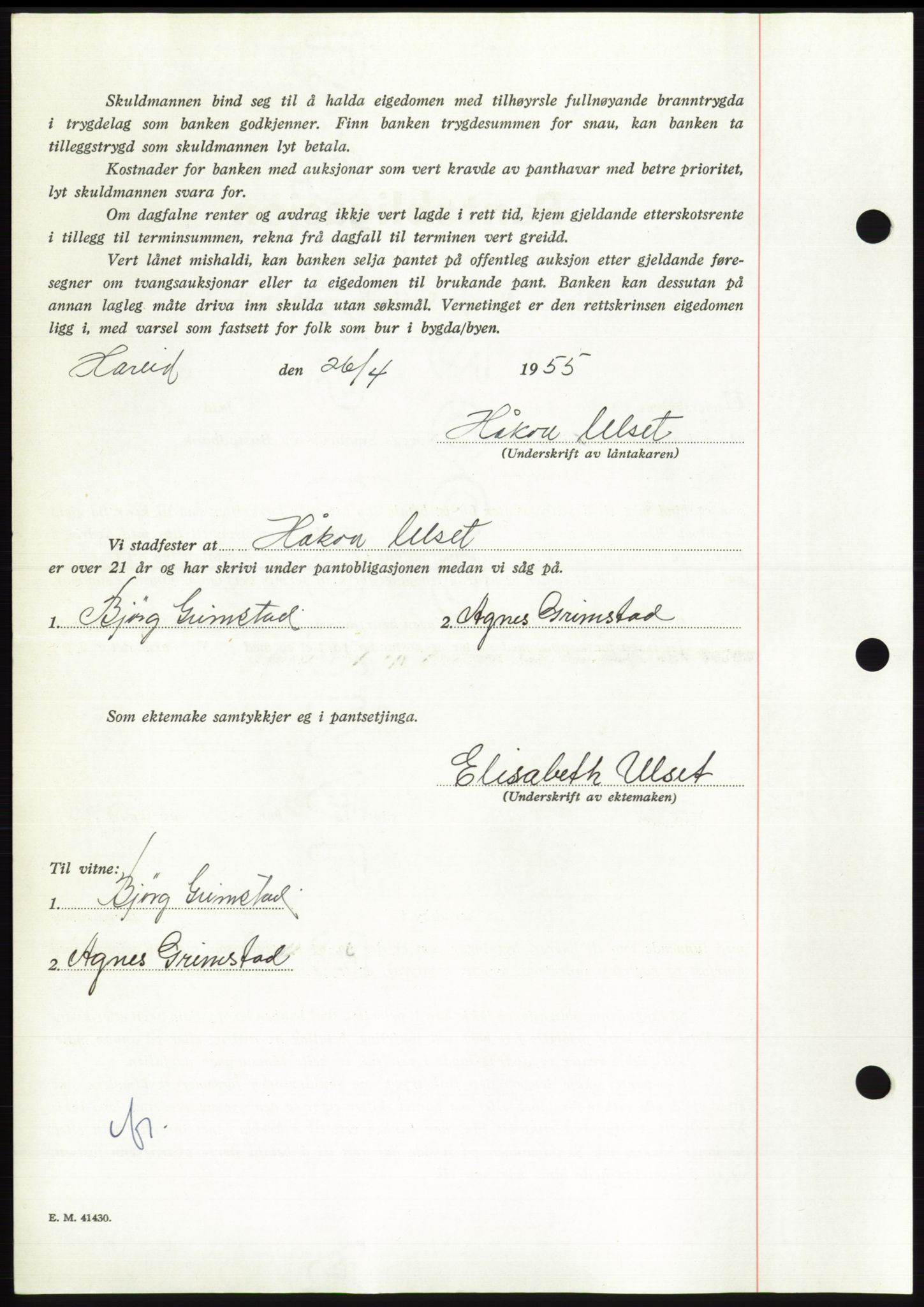 Søre Sunnmøre sorenskriveri, AV/SAT-A-4122/1/2/2C/L0126: Pantebok nr. 14B, 1954-1955, Dagboknr: 940/1955