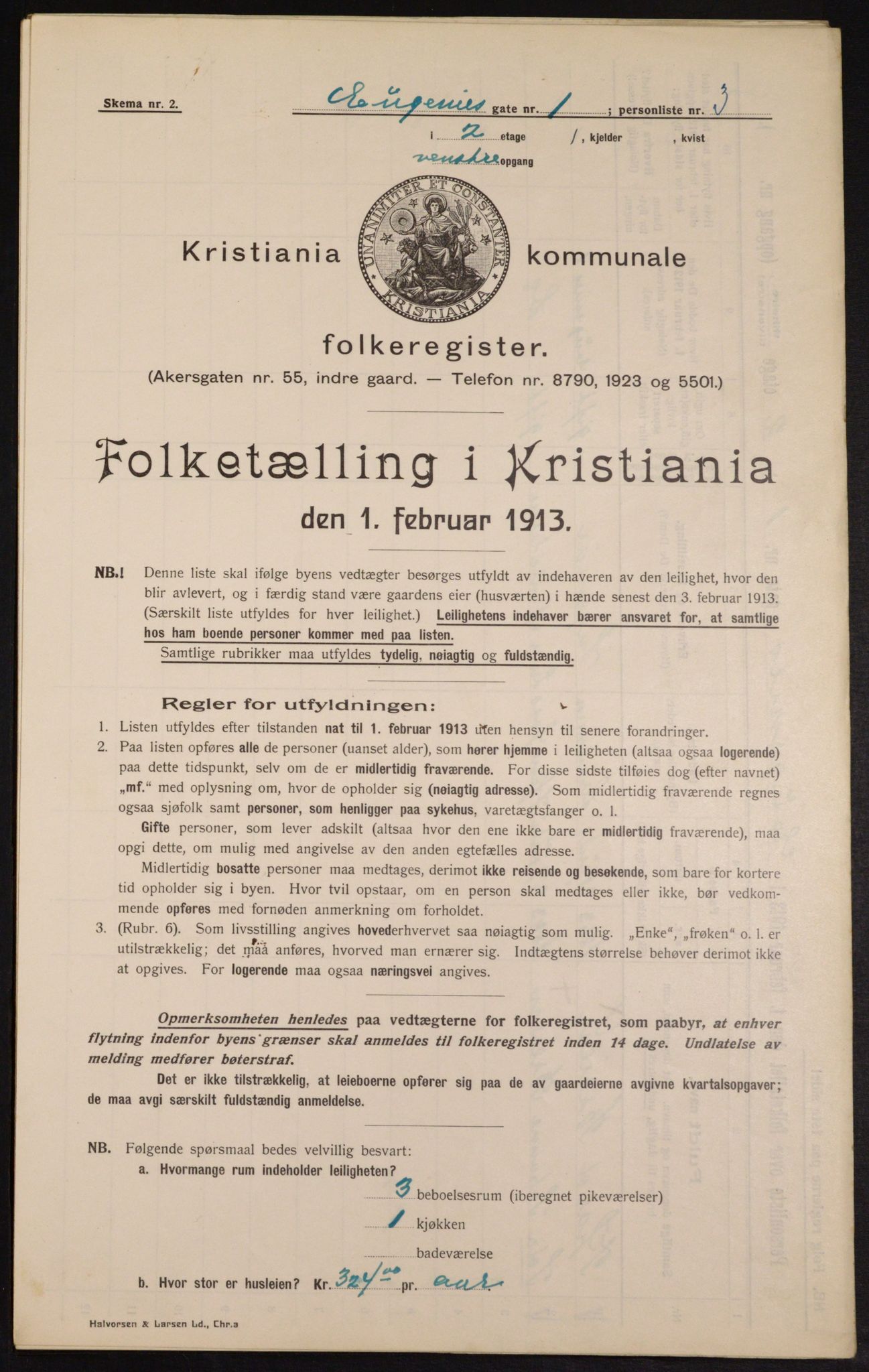 OBA, Kommunal folketelling 1.2.1913 for Kristiania, 1913, s. 22750