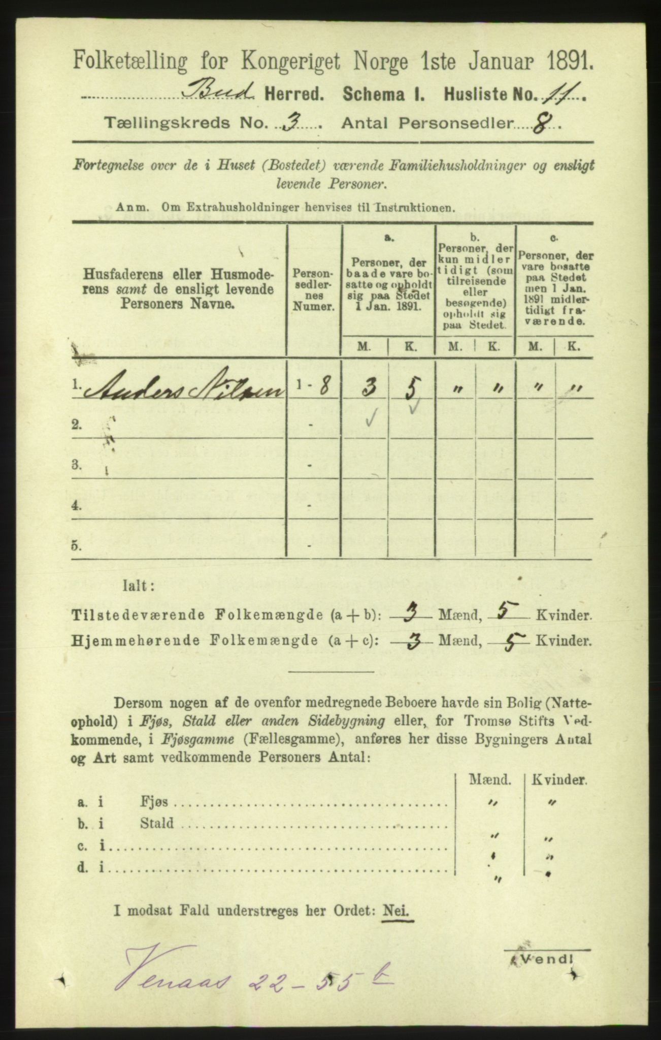 RA, Folketelling 1891 for 1549 Bud herred, 1891, s. 1398