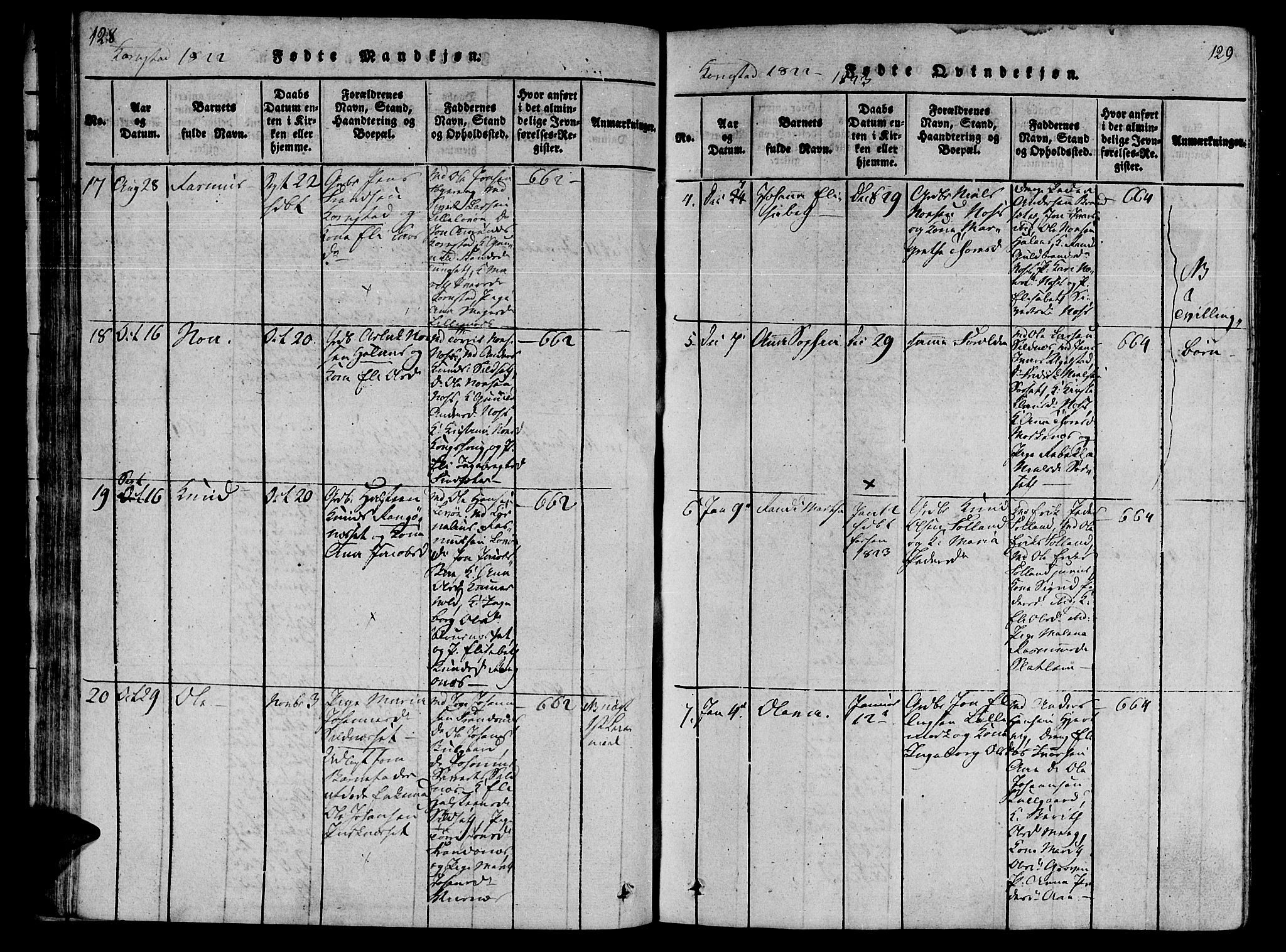 Ministerialprotokoller, klokkerbøker og fødselsregistre - Møre og Romsdal, AV/SAT-A-1454/568/L0800: Ministerialbok nr. 568A09 /3, 1820-1830, s. 128-129