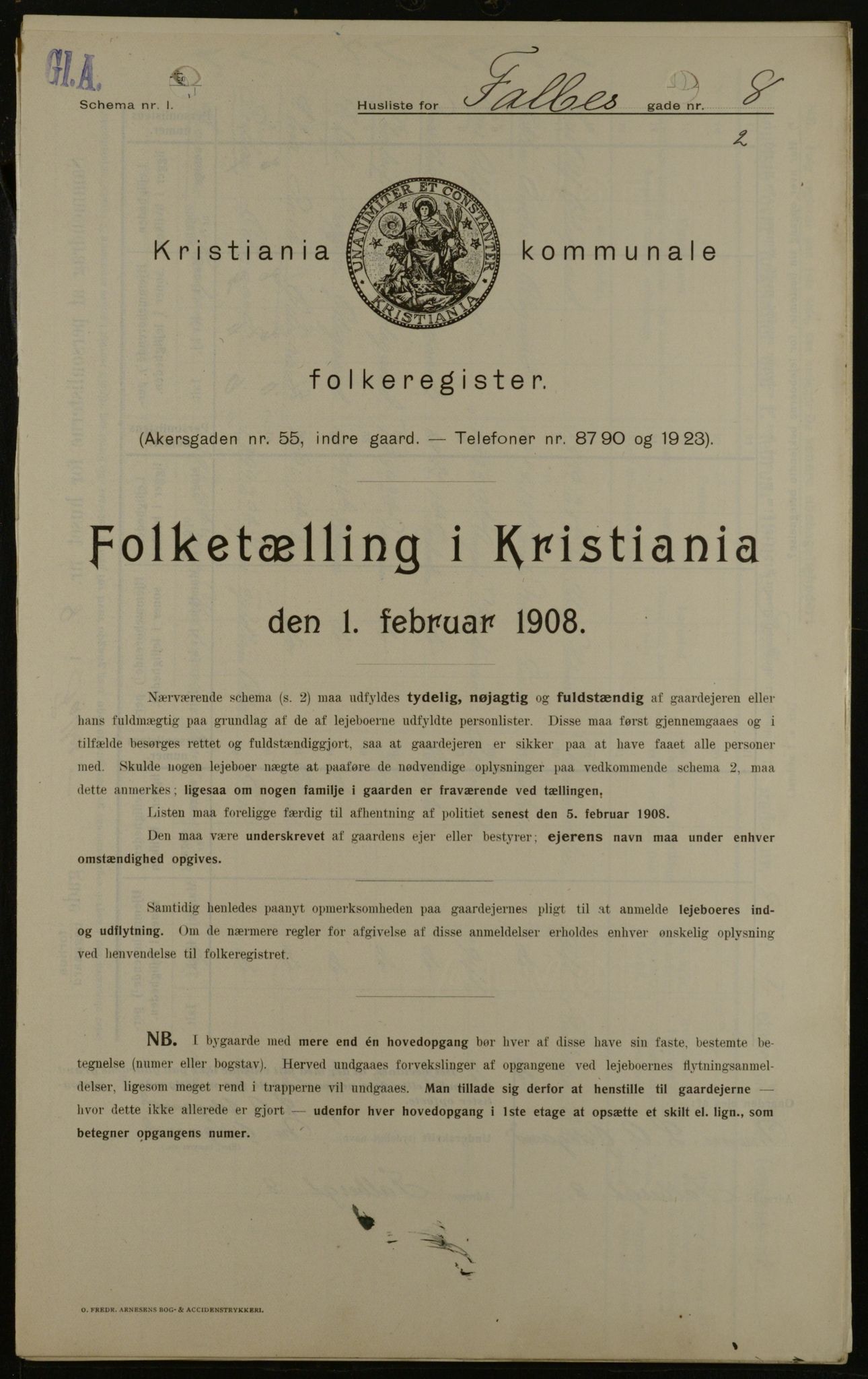 OBA, Kommunal folketelling 1.2.1908 for Kristiania kjøpstad, 1908, s. 21067