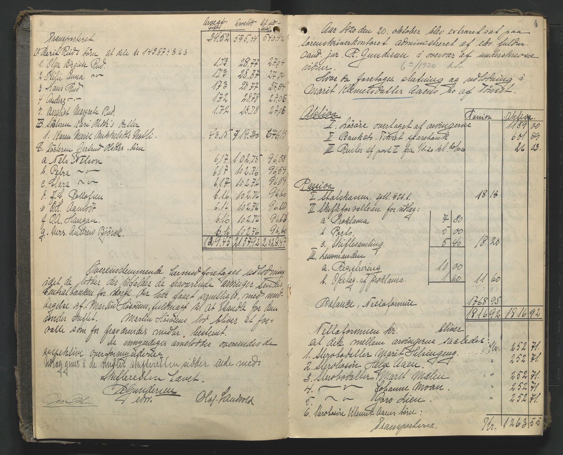 Nord-Østerdal tingrett, SAH/TING-020/J/Jd/L0007: Skifteutlodningsprotokoll, 1920-1929, s. 4