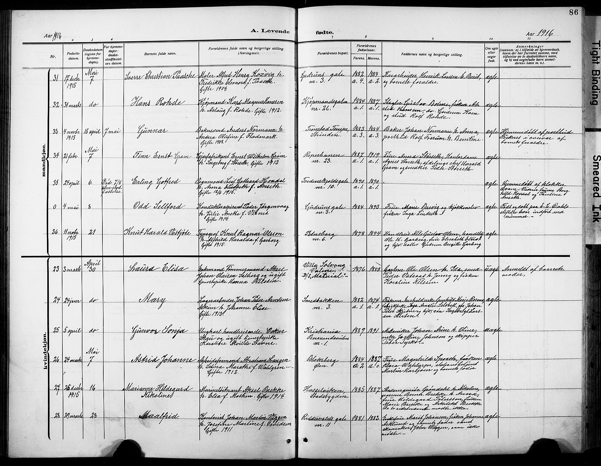 Ministerialprotokoller, klokkerbøker og fødselsregistre - Sør-Trøndelag, SAT/A-1456/601/L0096: Klokkerbok nr. 601C14, 1911-1931, s. 86