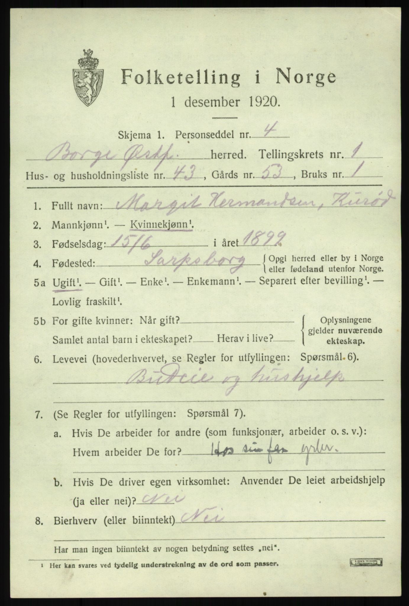 SAO, Folketelling 1920 for 0113 Borge herred, 1920, s. 2345
