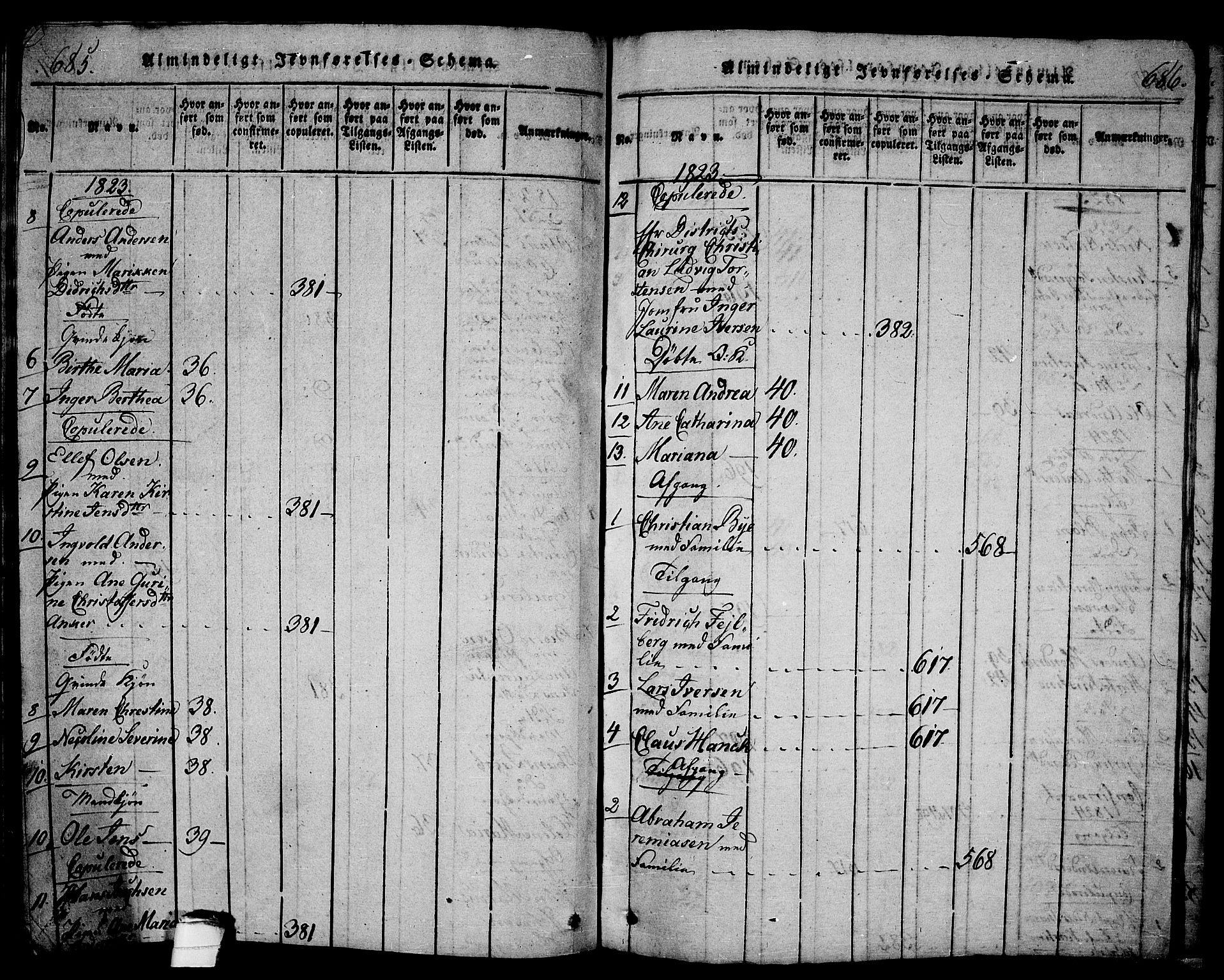 Langesund kirkebøker, AV/SAKO-A-280/G/Ga/L0003: Klokkerbok nr. 3, 1815-1858, s. 685-686