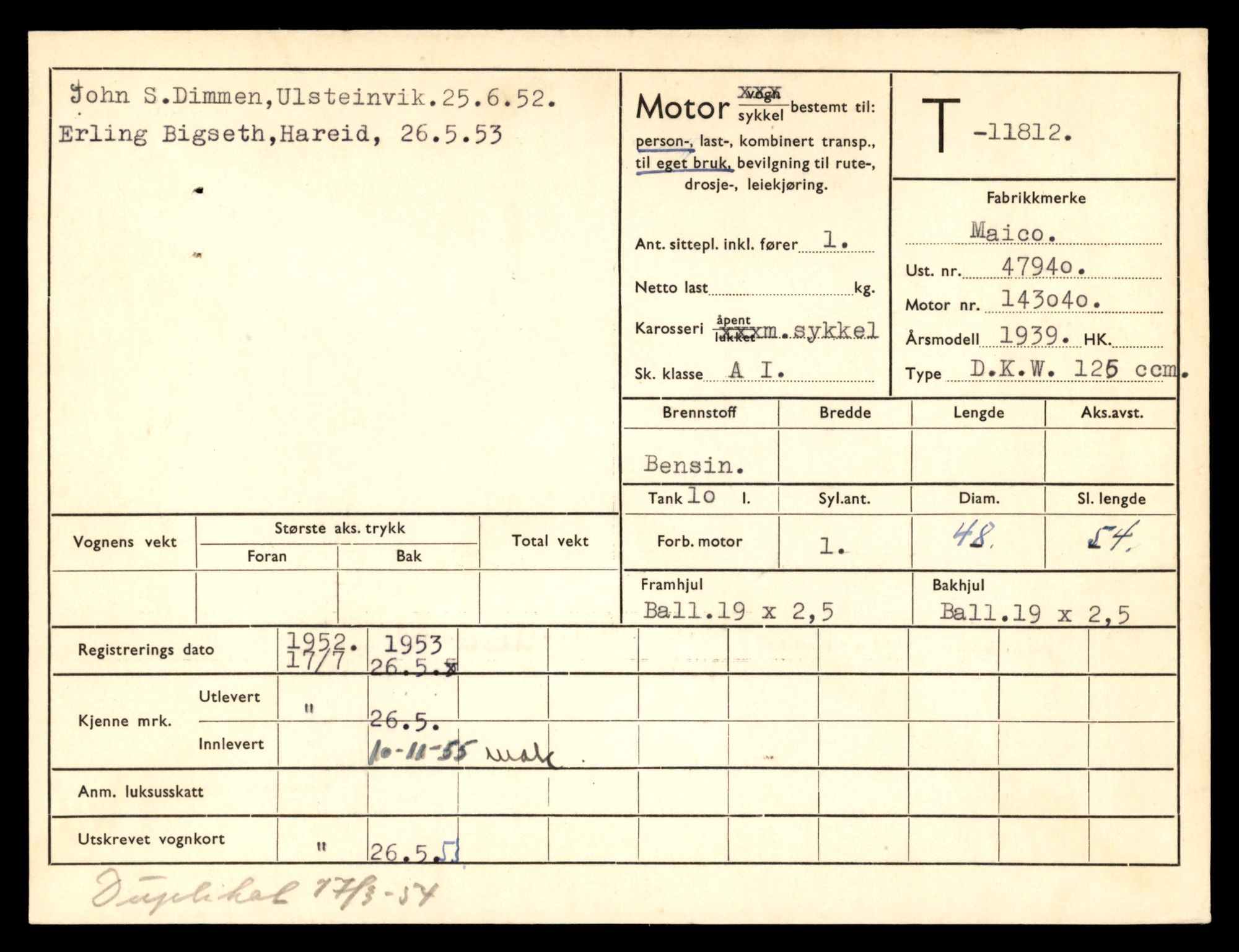 Møre og Romsdal vegkontor - Ålesund trafikkstasjon, AV/SAT-A-4099/F/Fe/L0031: Registreringskort for kjøretøy T 11800 - T 11996, 1927-1998, s. 285