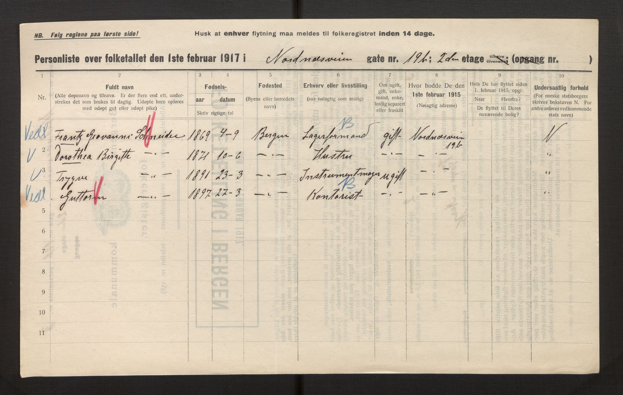 SAB, Kommunal folketelling 1917 for Bergen kjøpstad, 1917, s. 26971