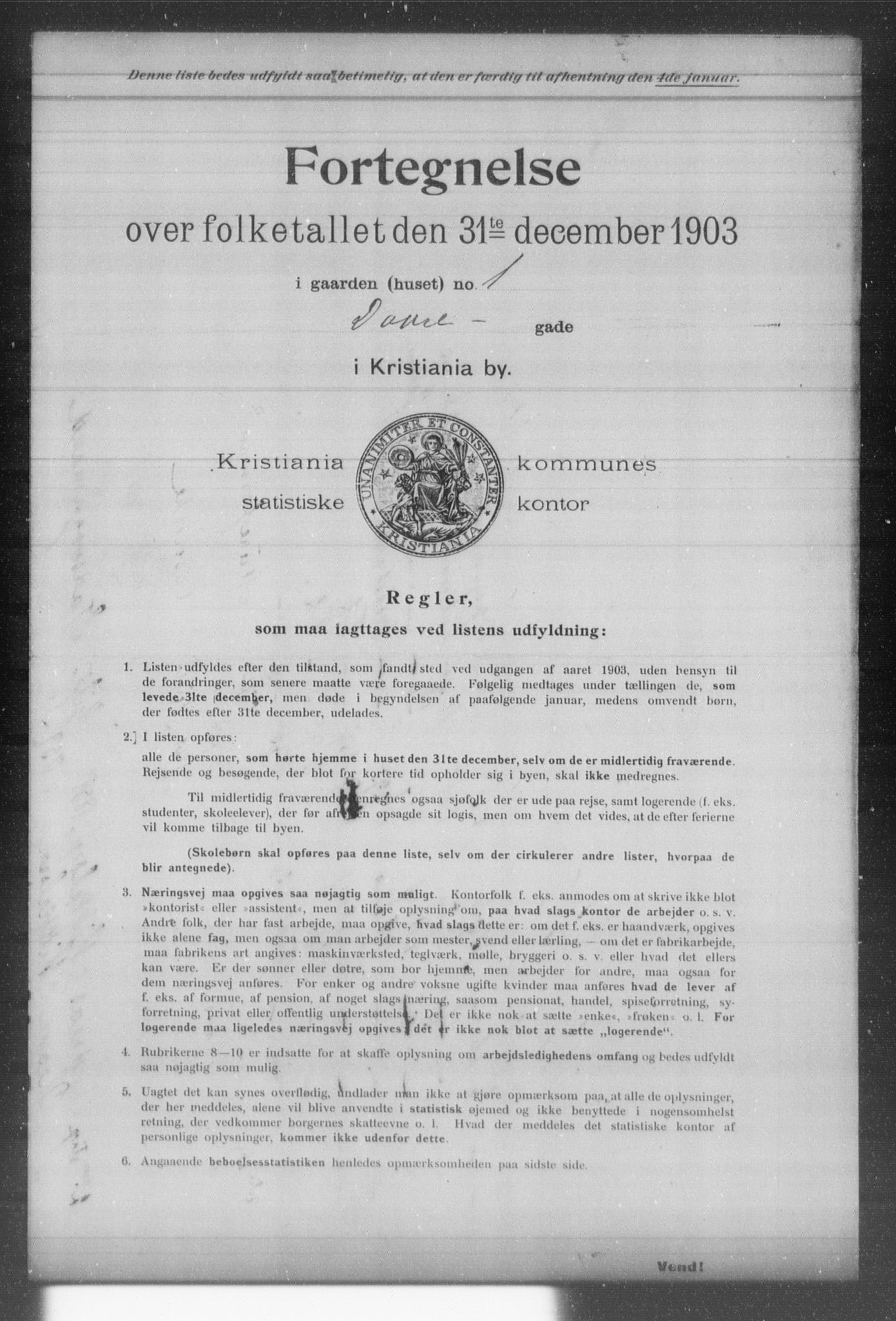 OBA, Kommunal folketelling 31.12.1903 for Kristiania kjøpstad, 1903, s. 3264