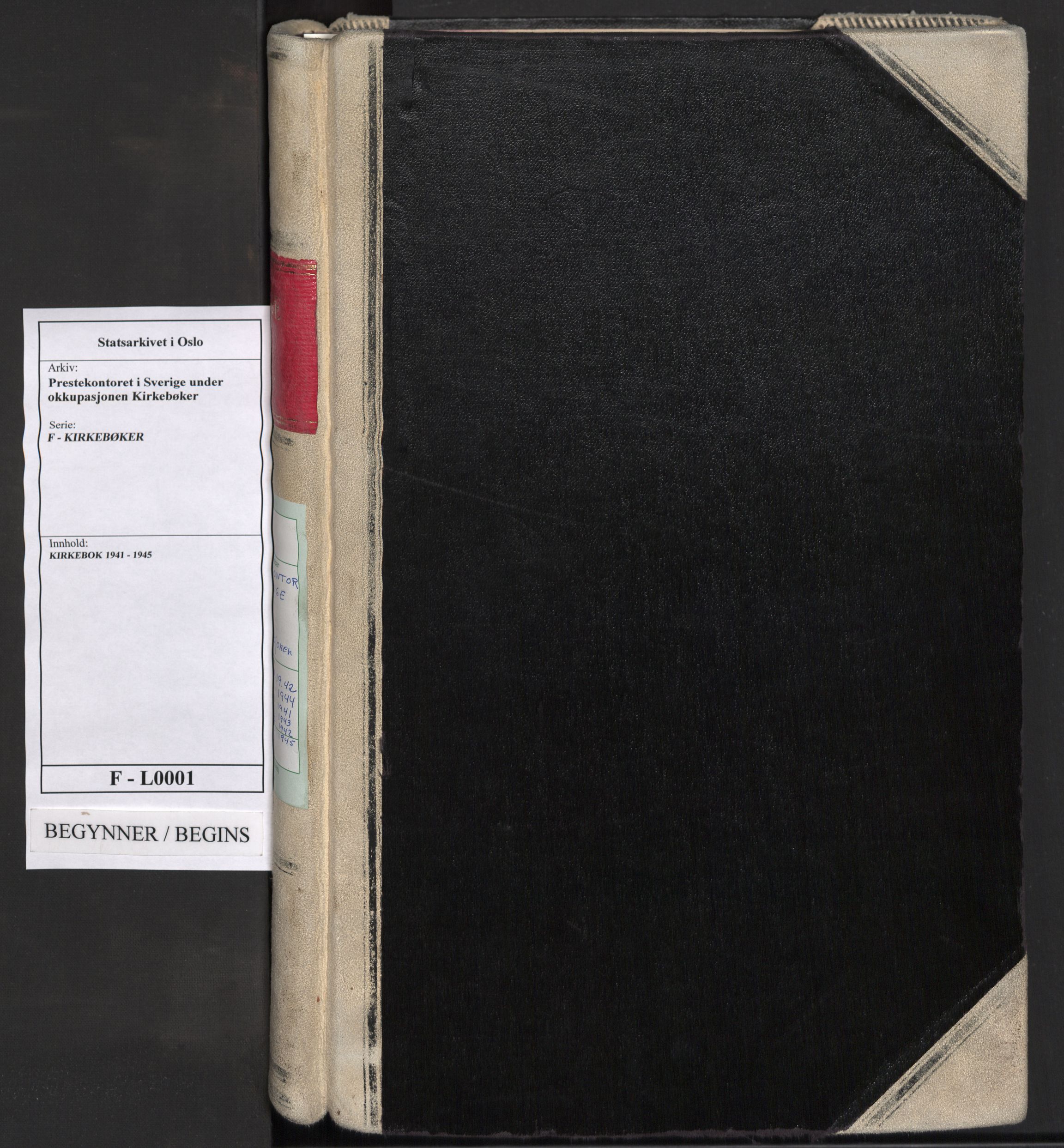 Prestekontoret i Sverige under okkupasjonen Kirkebøker, AV/SAO-A-11045/F/L0001: Ministerialbok nr. 1, 1941-1945