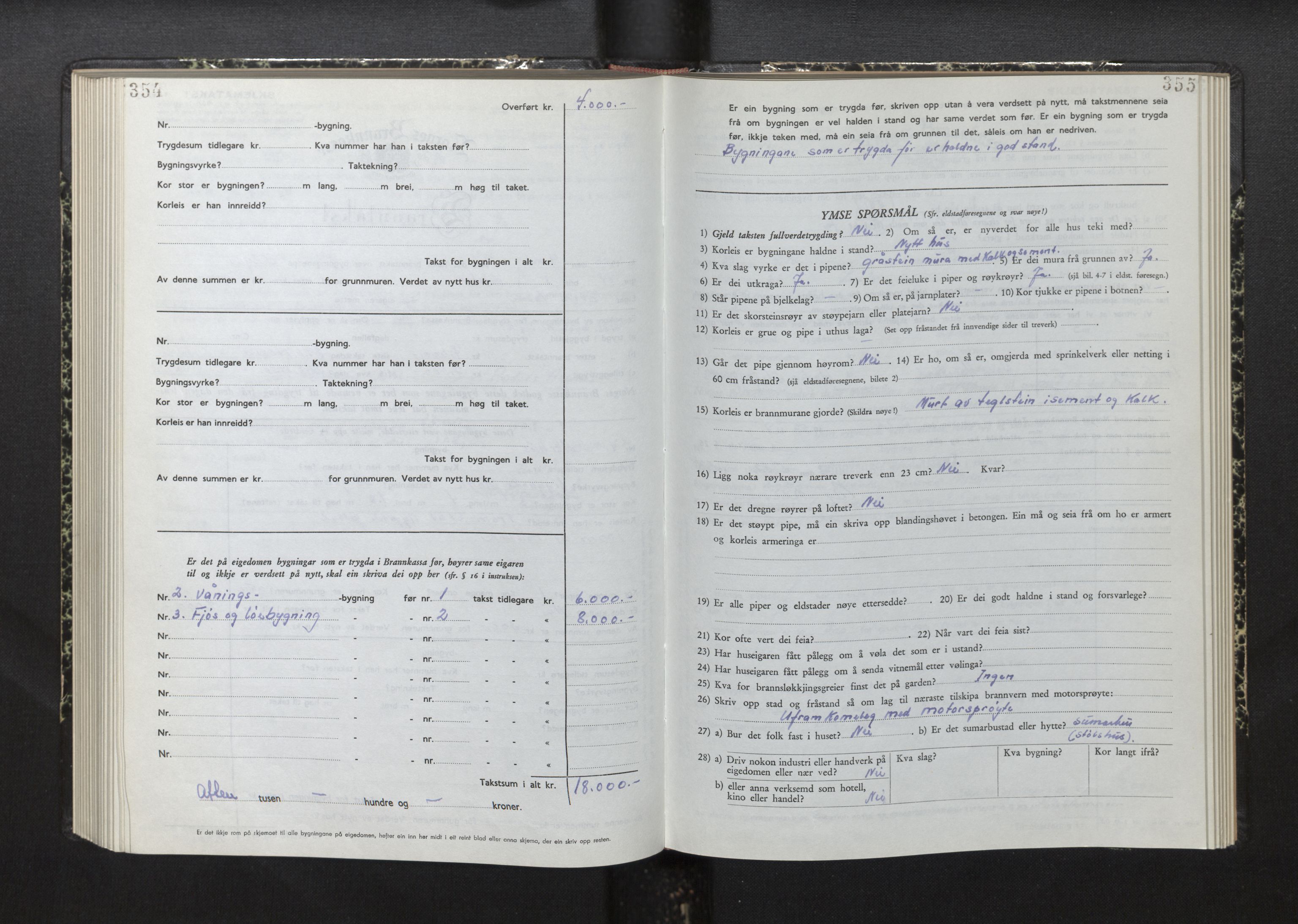 Lensmannen i Luster, AV/SAB-A-29301/0012/L0008: Branntakstprotokoll, skjematakst, 1949-1955, s. 354-355