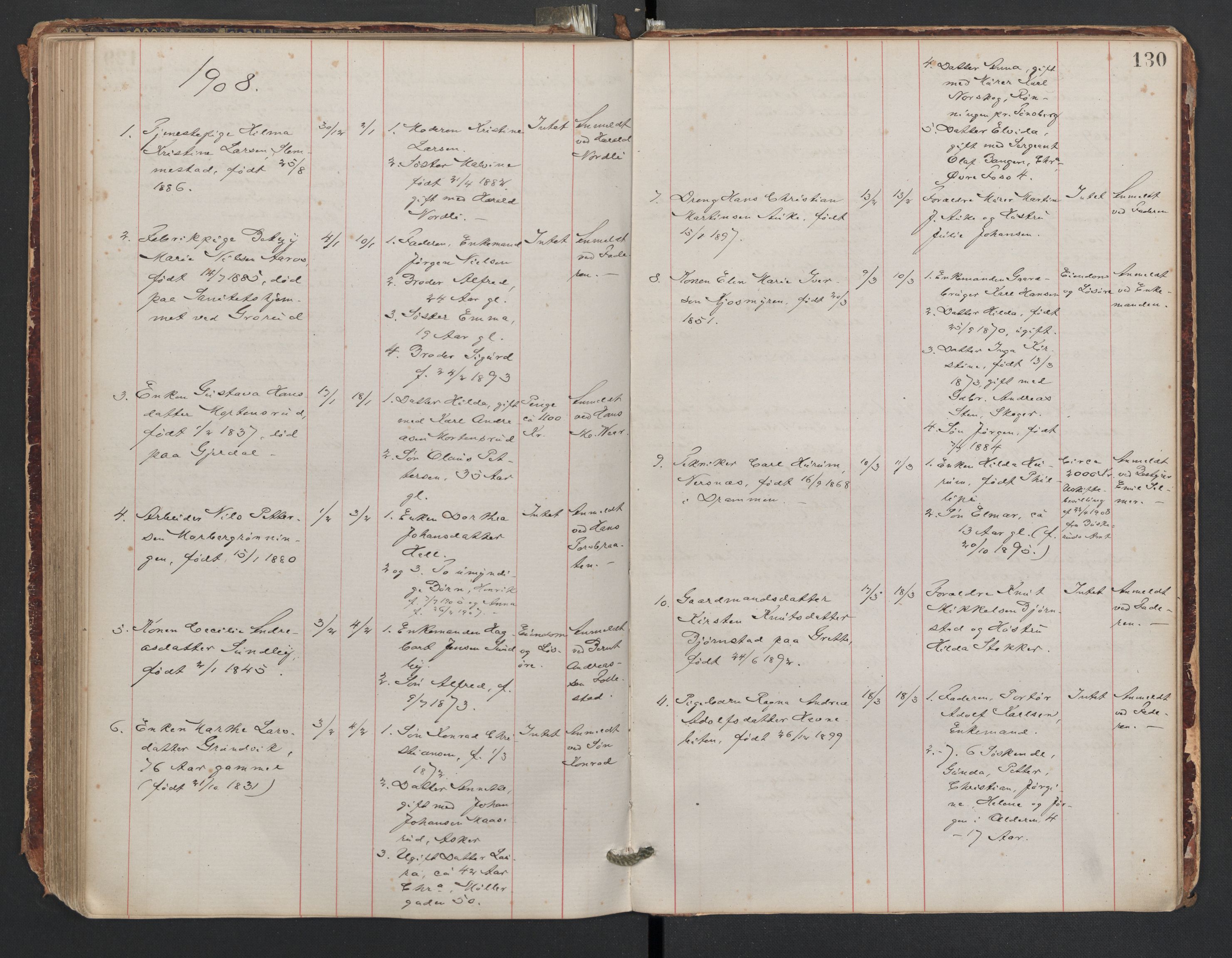 Røyken lensmannskontor, AV/SAKO-A-522/H/Ha/L0001: Dødsfallsprotokoll, 1875-1910, s. 130