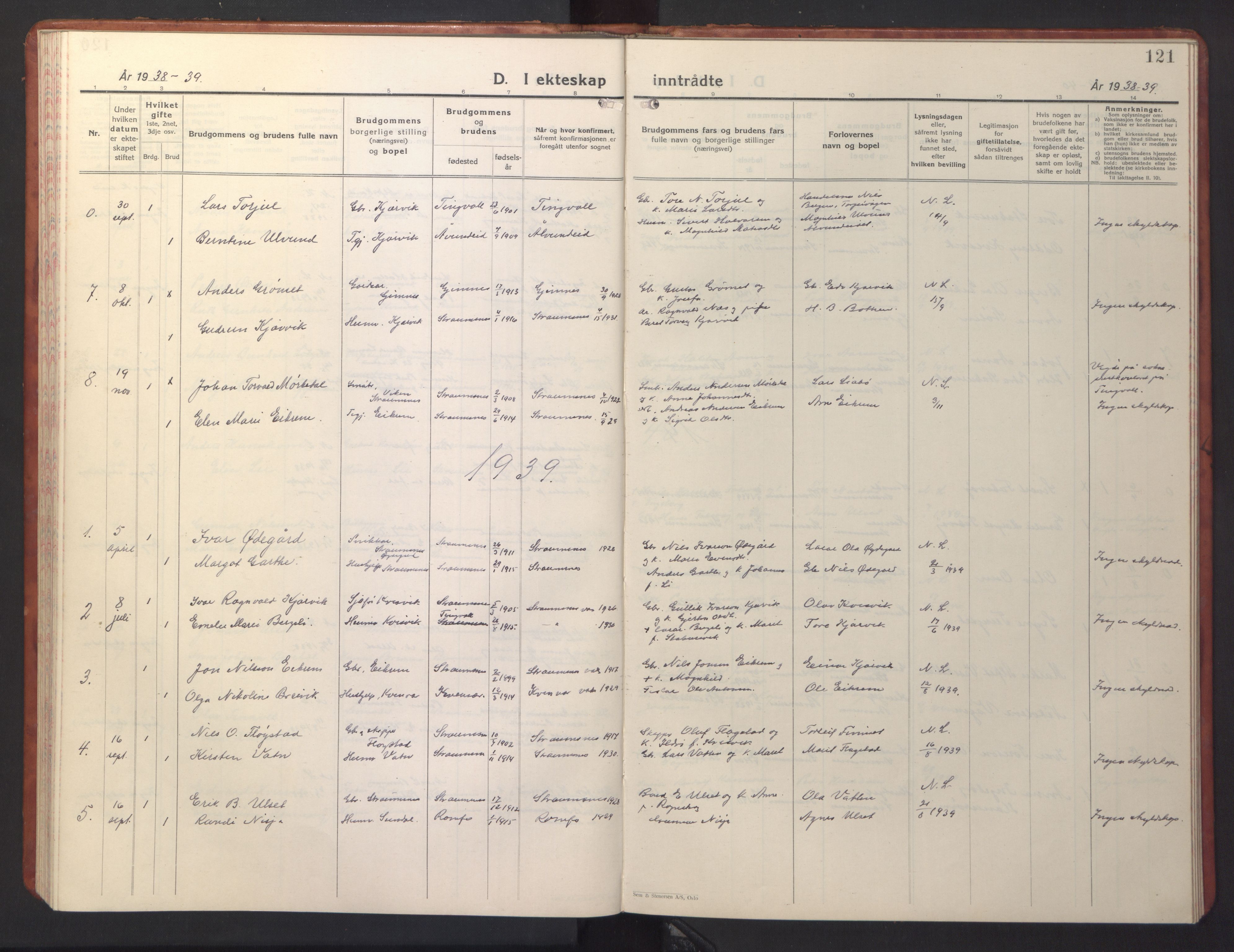 Ministerialprotokoller, klokkerbøker og fødselsregistre - Møre og Romsdal, AV/SAT-A-1454/587/L1002: Klokkerbok nr. 587C02, 1926-1951, s. 121