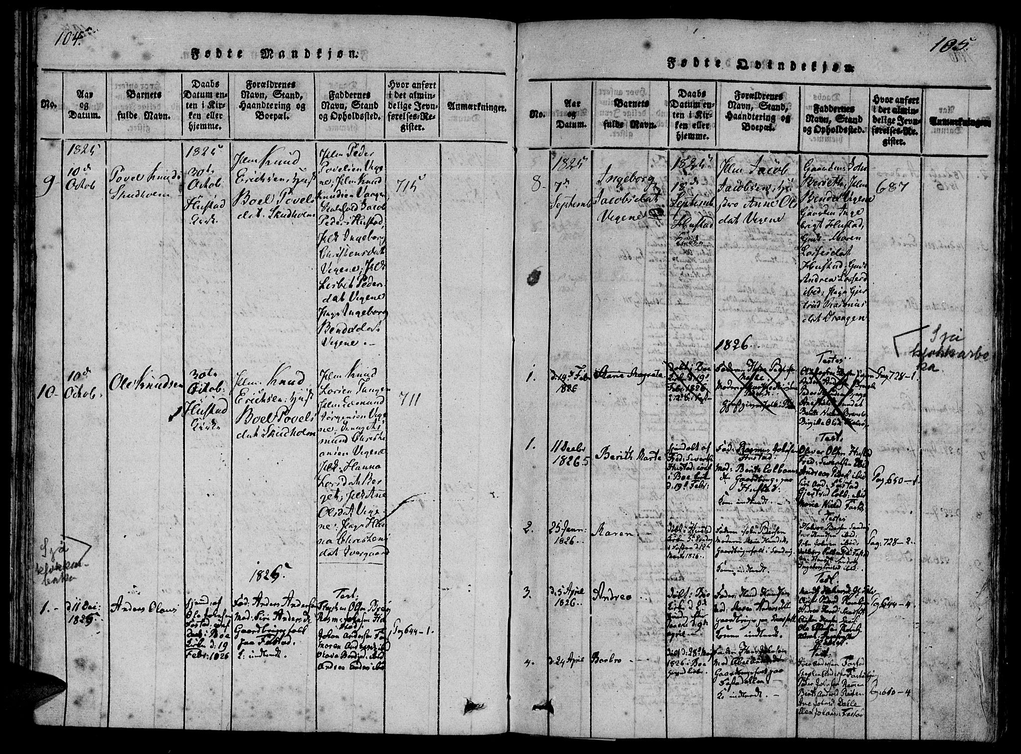 Ministerialprotokoller, klokkerbøker og fødselsregistre - Møre og Romsdal, AV/SAT-A-1454/566/L0764: Ministerialbok nr. 566A03 /2, 1817-1829, s. 104-105