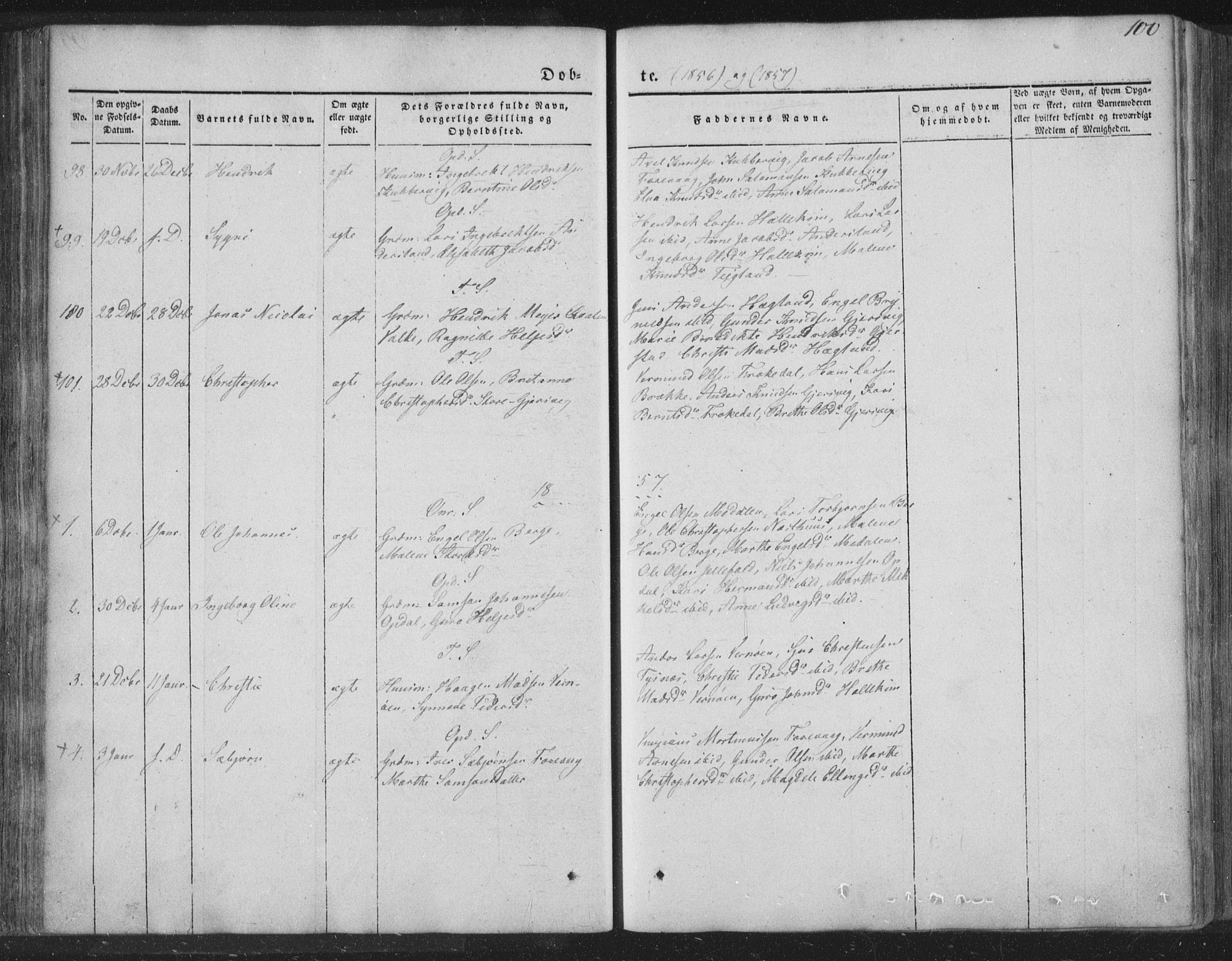 Tysnes sokneprestembete, AV/SAB-A-78601/H/Haa: Ministerialbok nr. A 10, 1848-1859, s. 100