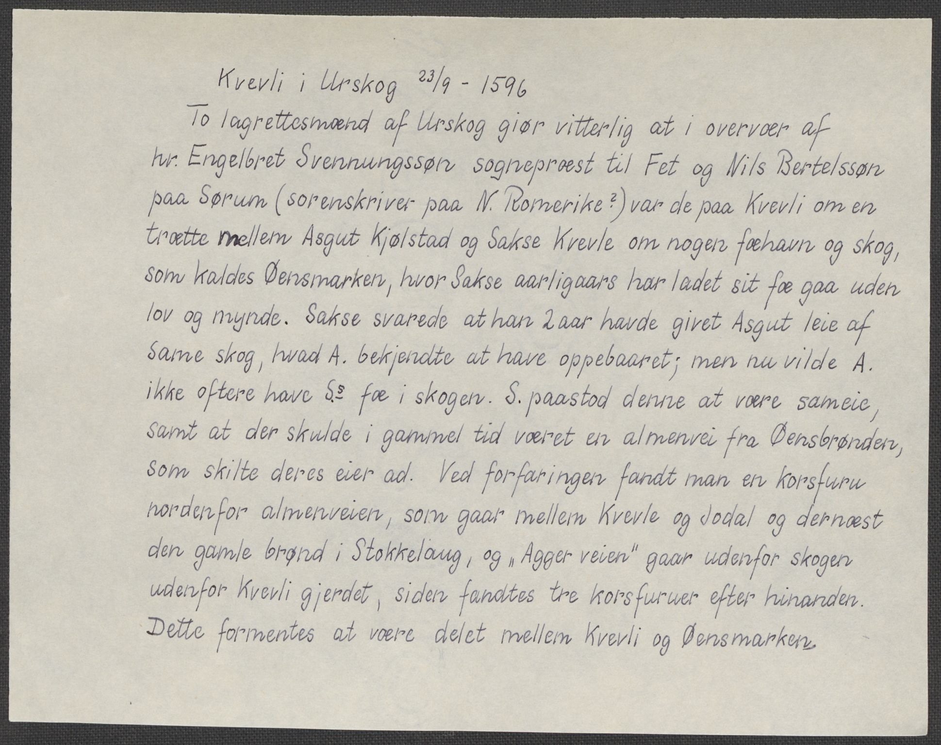 Riksarkivets diplomsamling, AV/RA-EA-5965/F15/L0008: Prestearkiv - Akershus, 1581-1619, s. 26