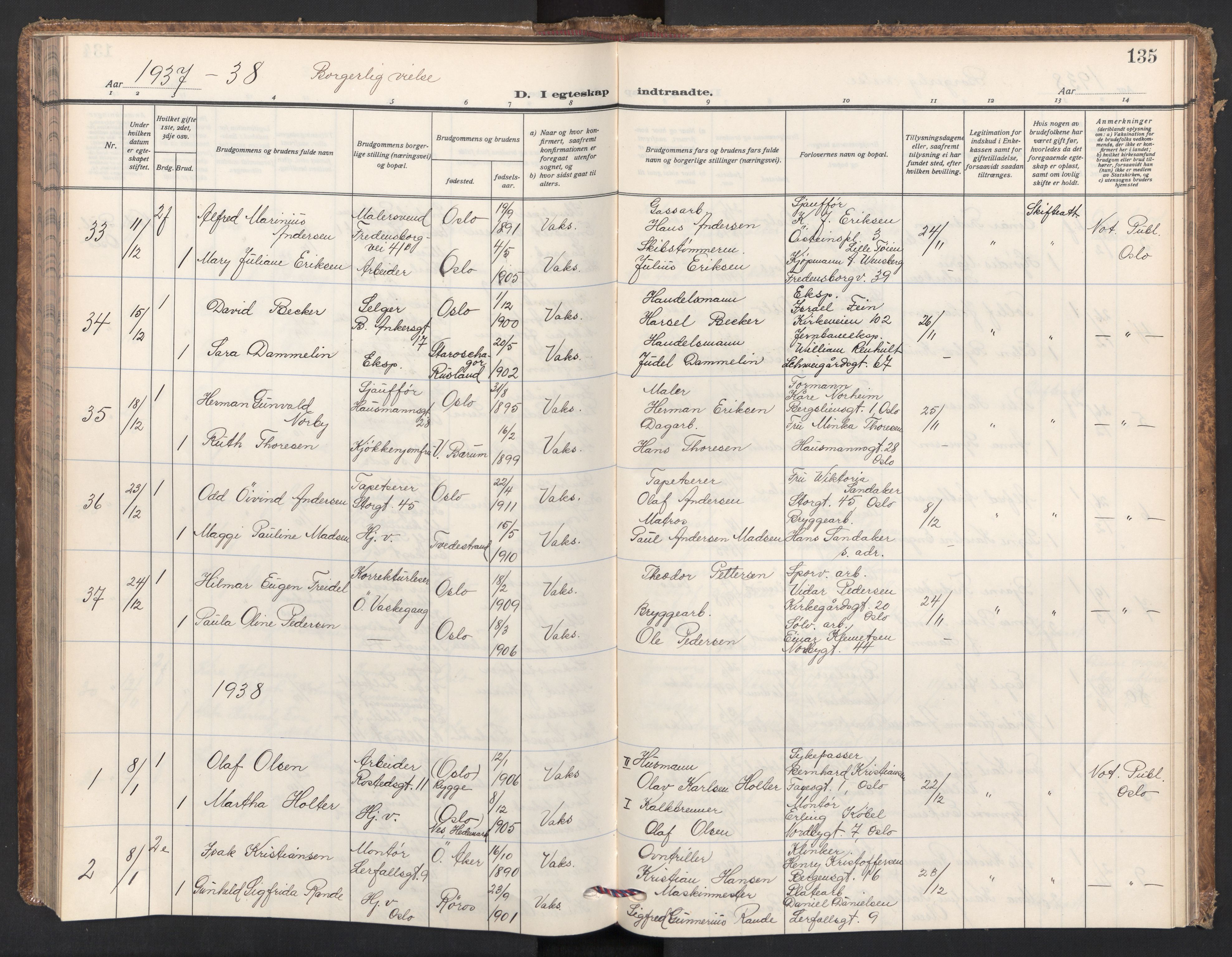 Jakob prestekontor Kirkebøker, AV/SAO-A-10850/F/Fa/L0019: Ministerialbok nr. 19, 1937-1949, s. 135