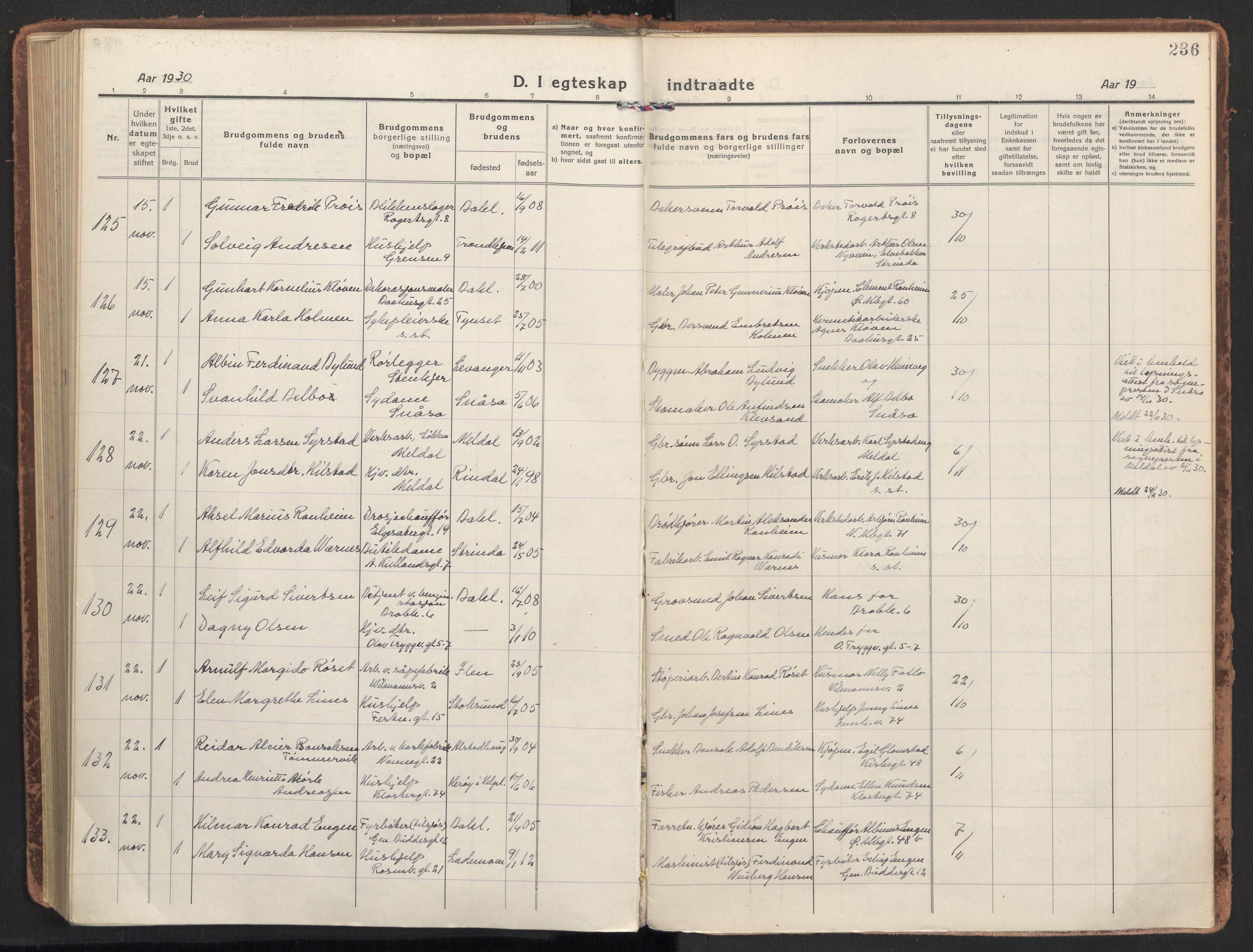 Ministerialprotokoller, klokkerbøker og fødselsregistre - Sør-Trøndelag, SAT/A-1456/604/L0206: Ministerialbok nr. 604A26, 1917-1931, s. 236