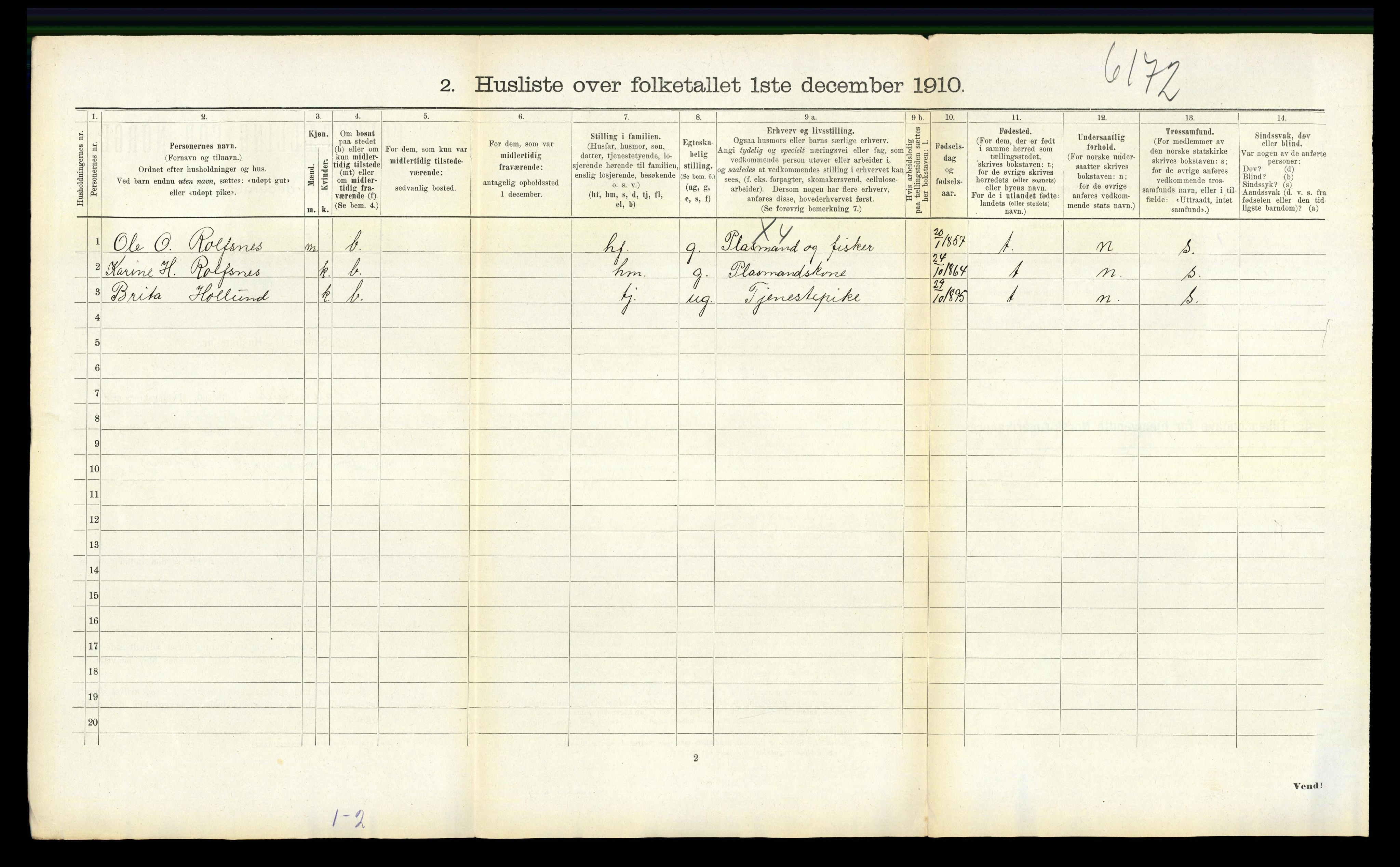 RA, Folketelling 1910 for 1218 Finnås herred, 1910, s. 143