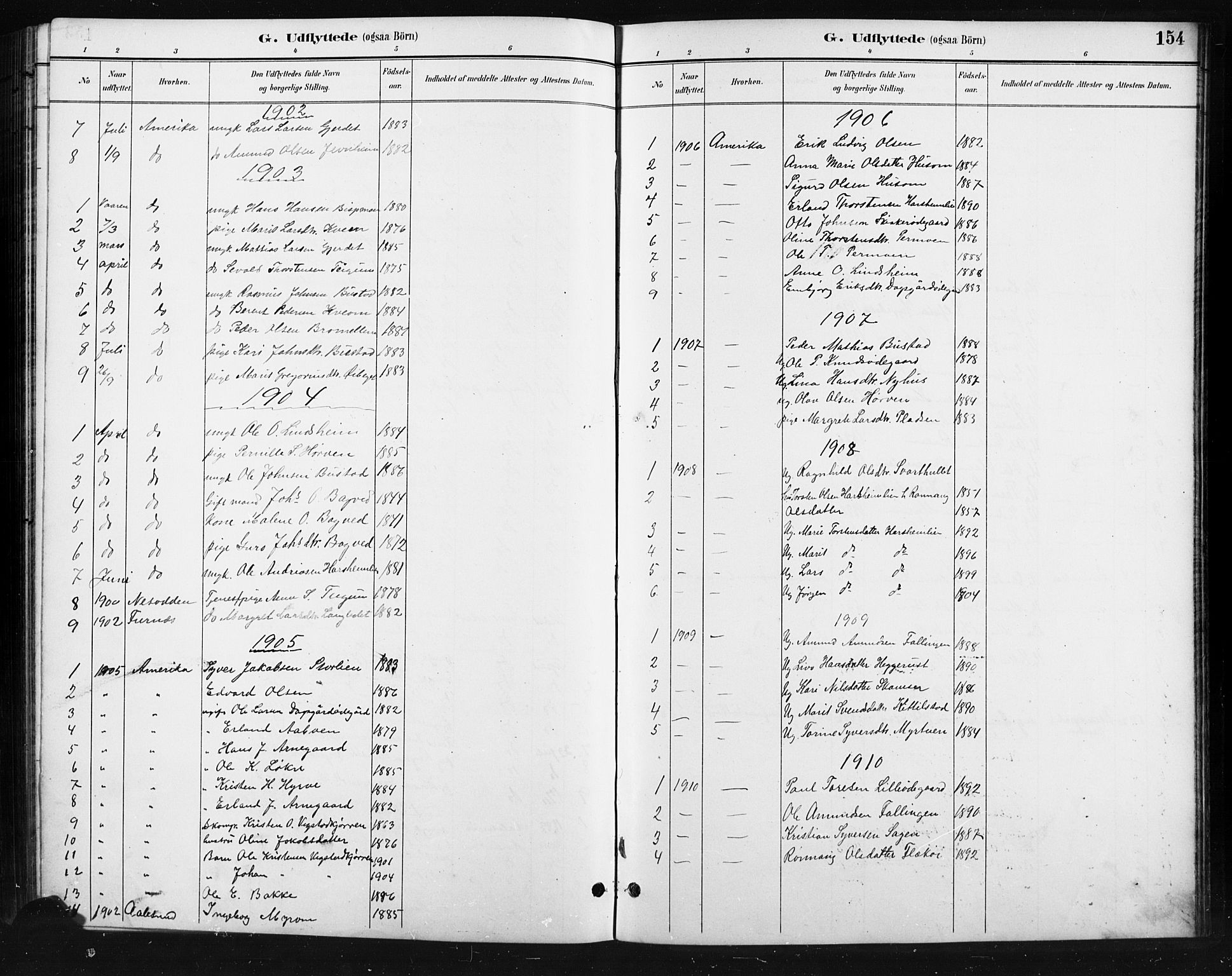 Skjåk prestekontor, AV/SAH-PREST-072/H/Ha/Hab/L0004: Klokkerbok nr. 4, 1895-1921, s. 154