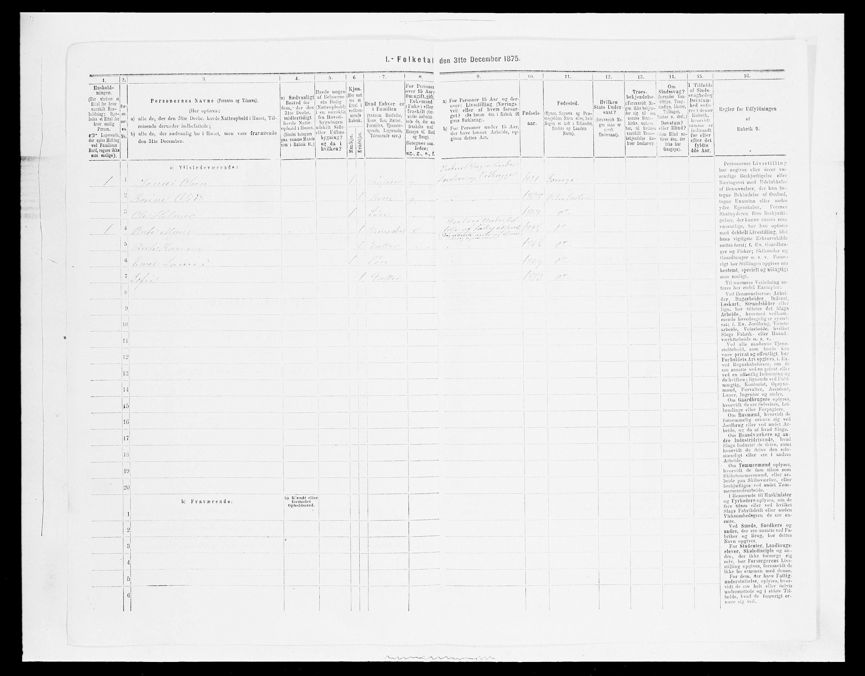 SAH, Folketelling 1875 for 0528P Østre Toten prestegjeld, 1875, s. 2485