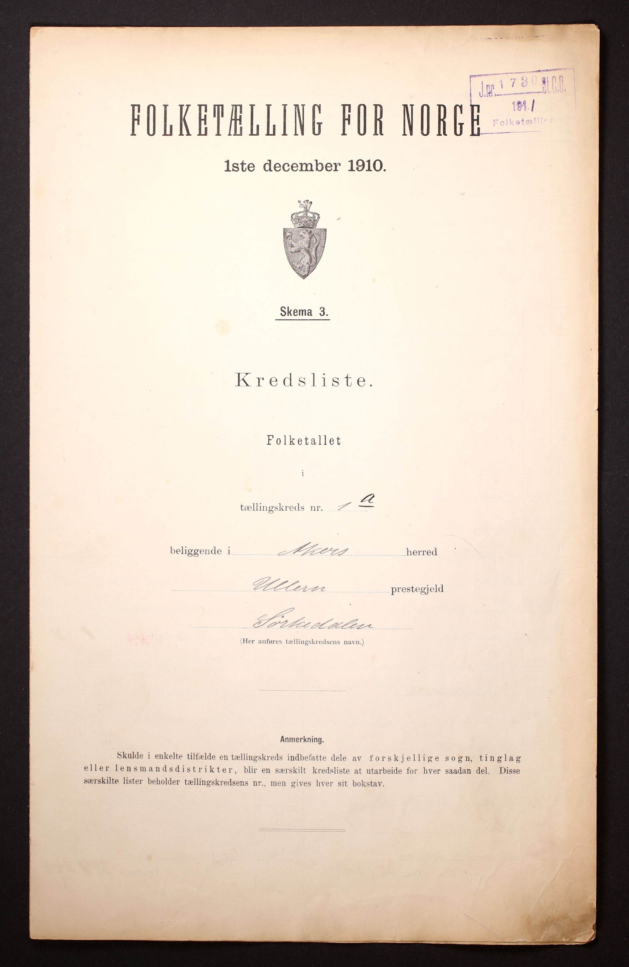 RA, Folketelling 1910 for 0218 Aker herred, 1910, s. 6