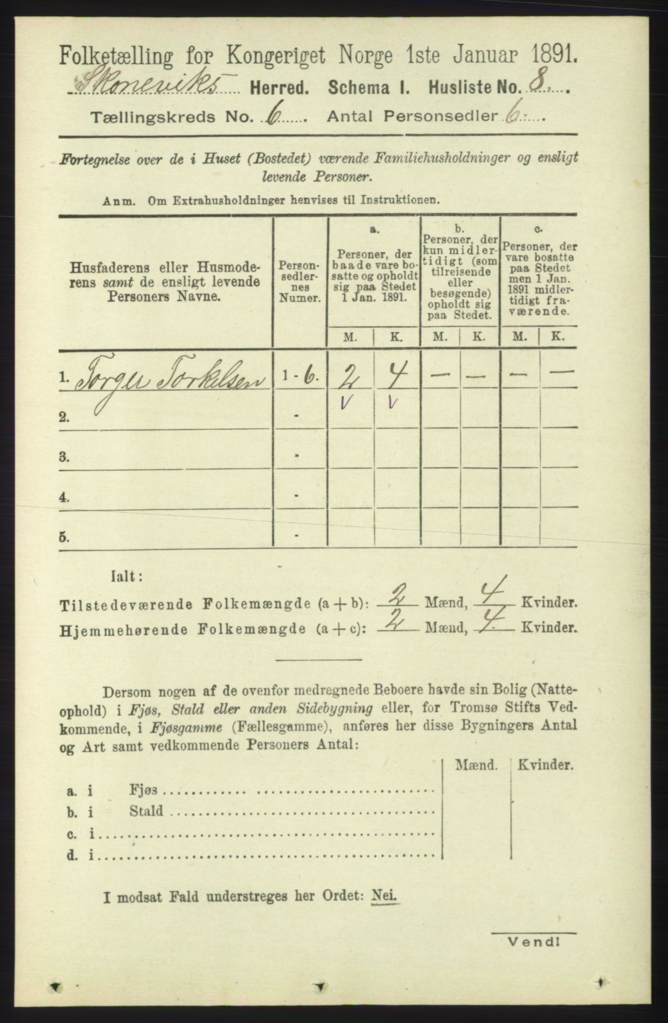 RA, Folketelling 1891 for 1212 Skånevik herred, 1891, s. 1489