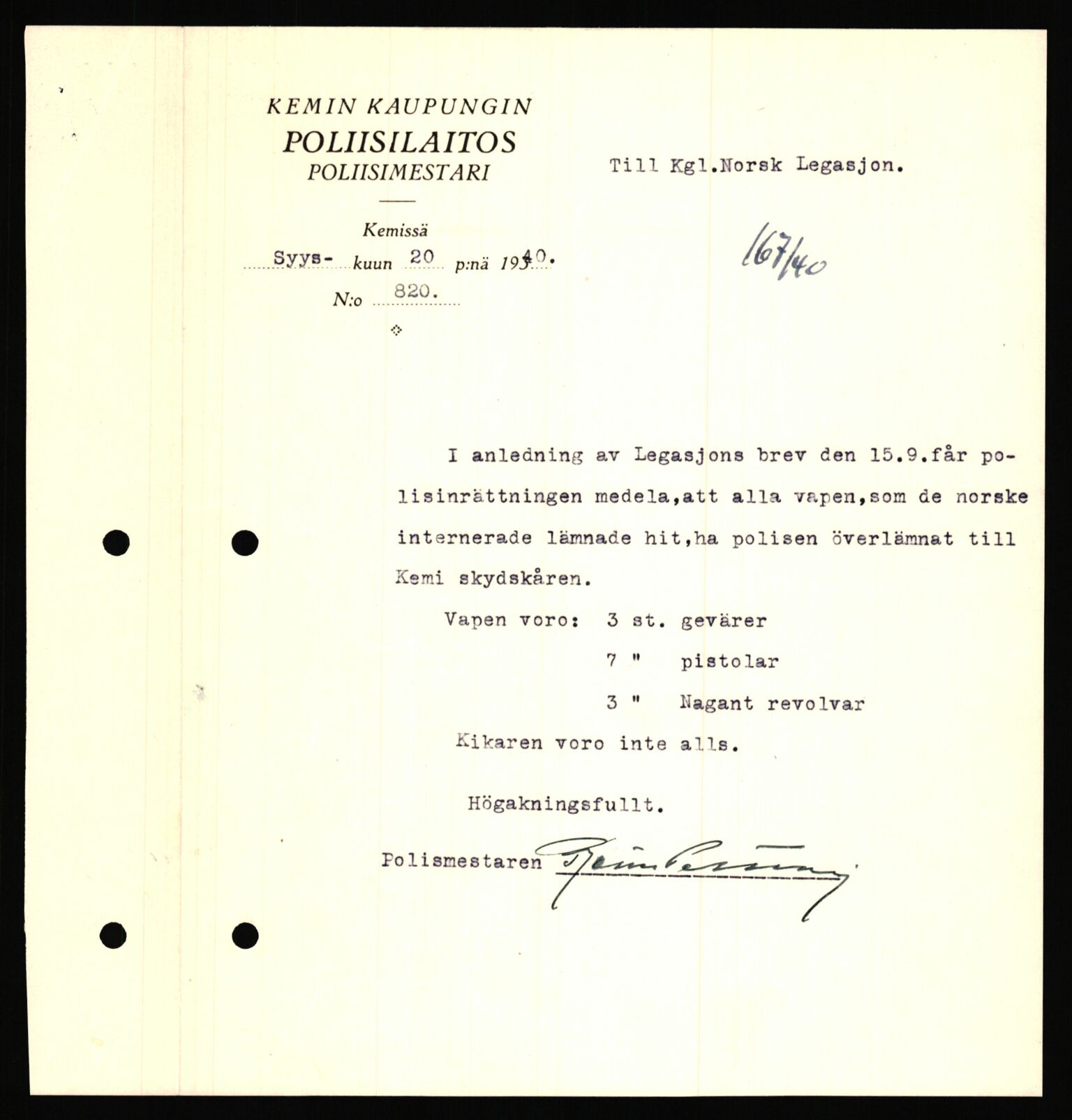 Forsvaret, Forsvarets krigshistoriske avdeling, AV/RA-RAFA-2017/Y/Ya/L0006: II-C-11-11,2 - Utenriksdepartementet.  Legasjonen i Helsingfors., 1940-1946, s. 146