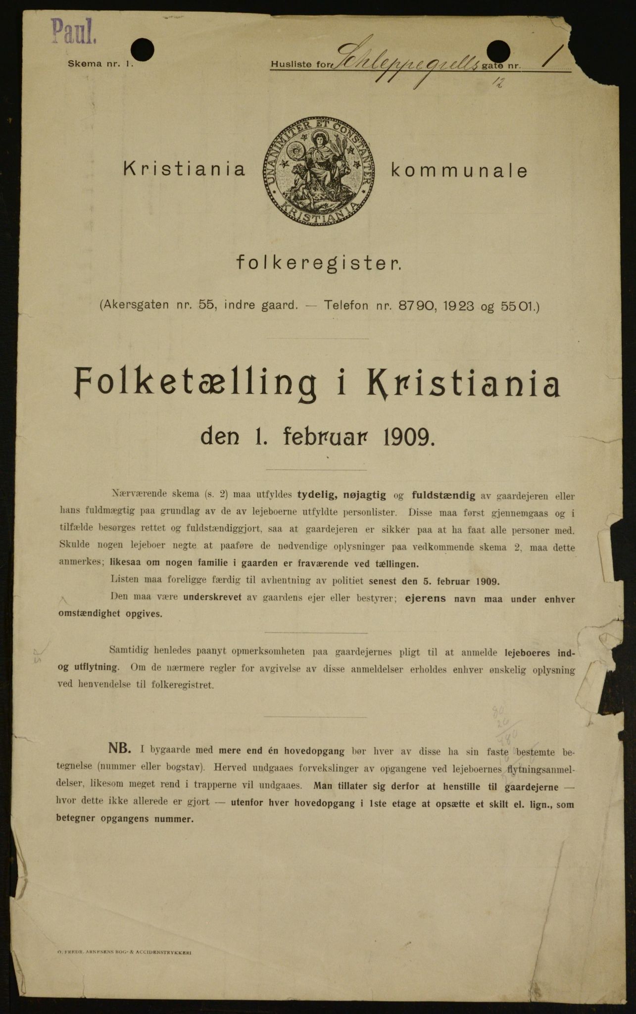 OBA, Kommunal folketelling 1.2.1909 for Kristiania kjøpstad, 1909, s. 81440